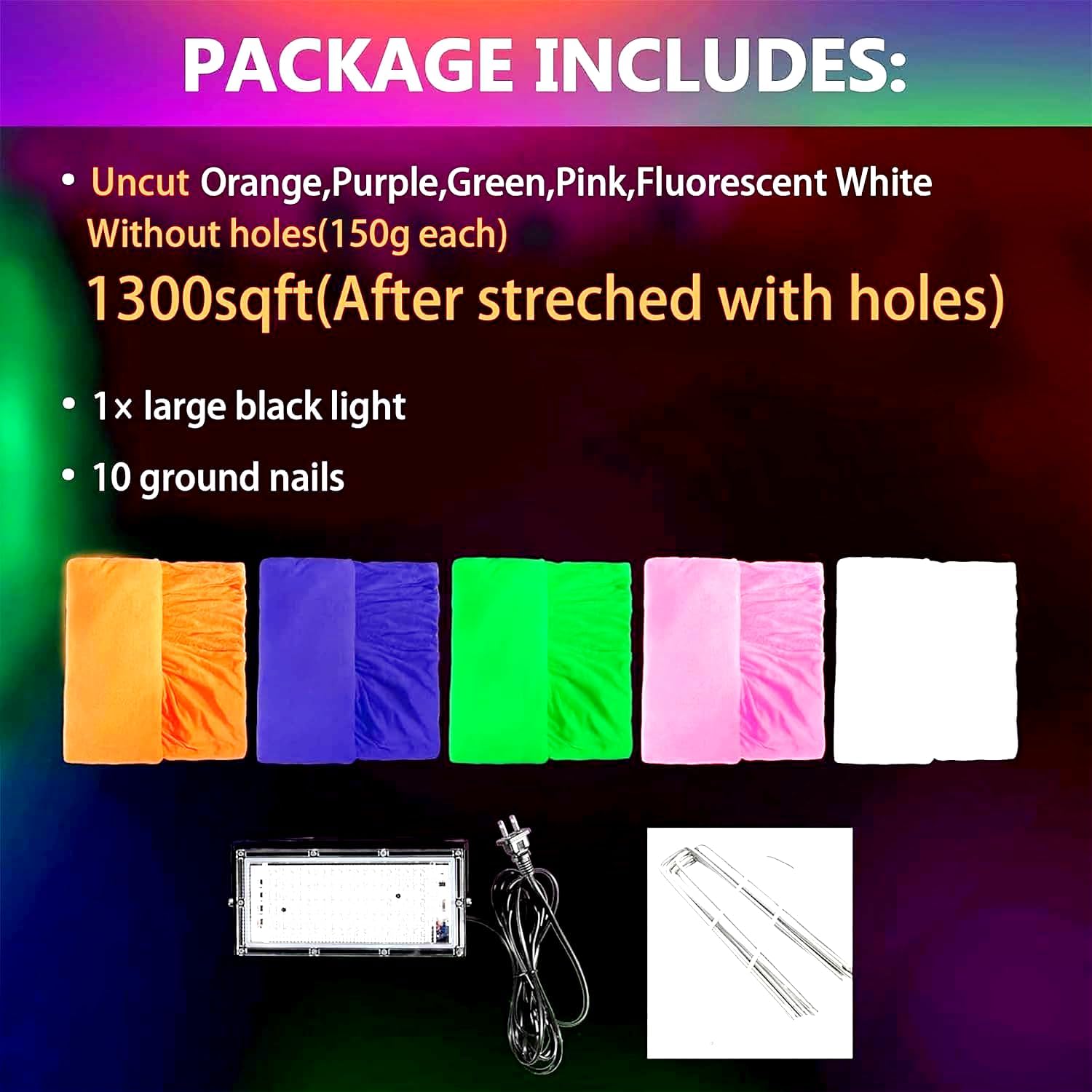 Thumbnail 1 de wymulot 2*10M Cotton Spider Web Decoration, 5 Colors, Black Light