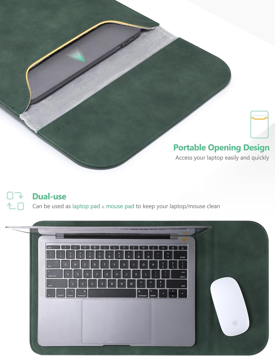 Thumbnail 3 de HYZUO 13.3-14 Inch Laptop Sleeve Midnight Green