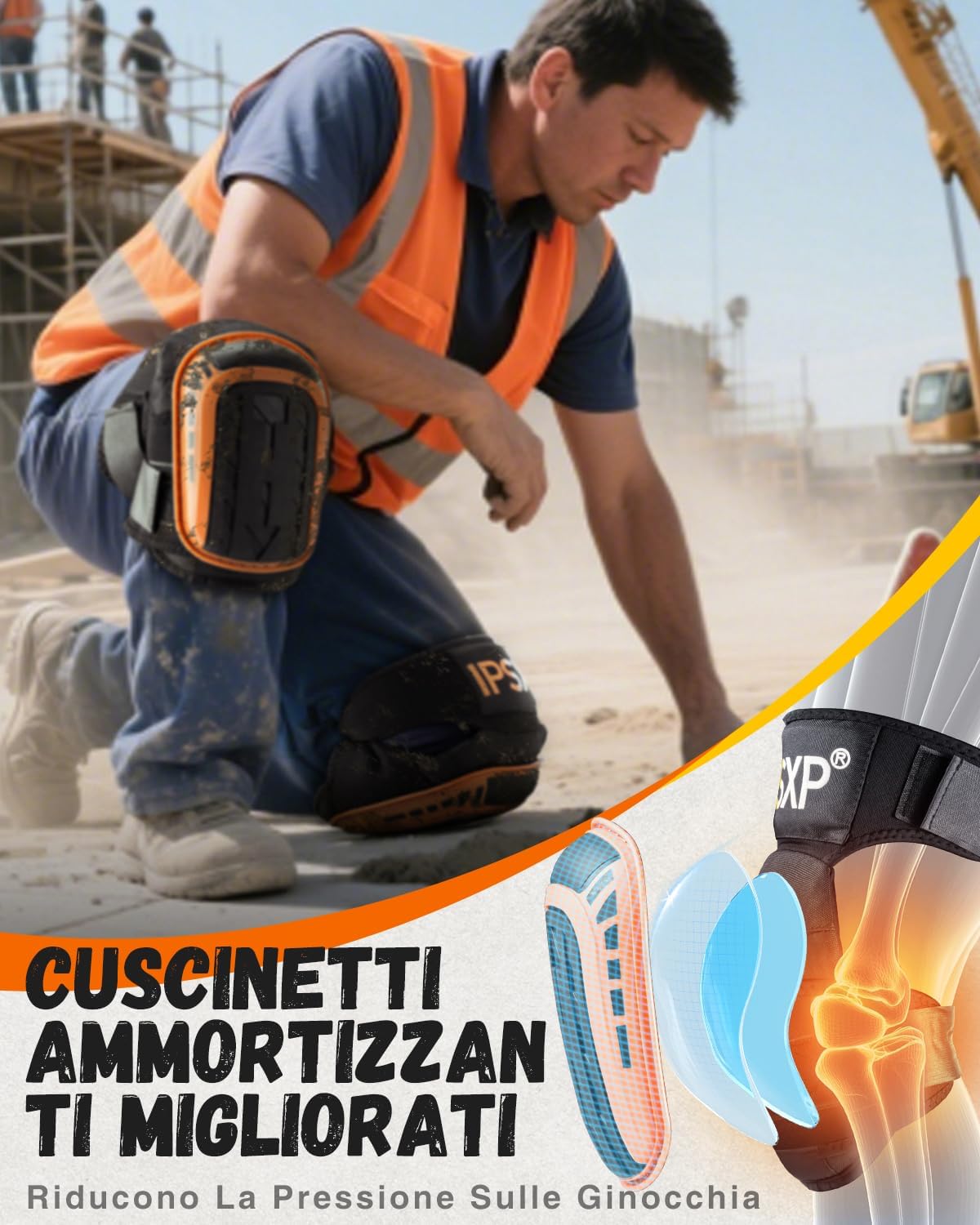 Detalle 2 de IPSXP Ginocchiere professionali con doppio cuscino in gel per piastrellista, giardinaggio e costruzione
