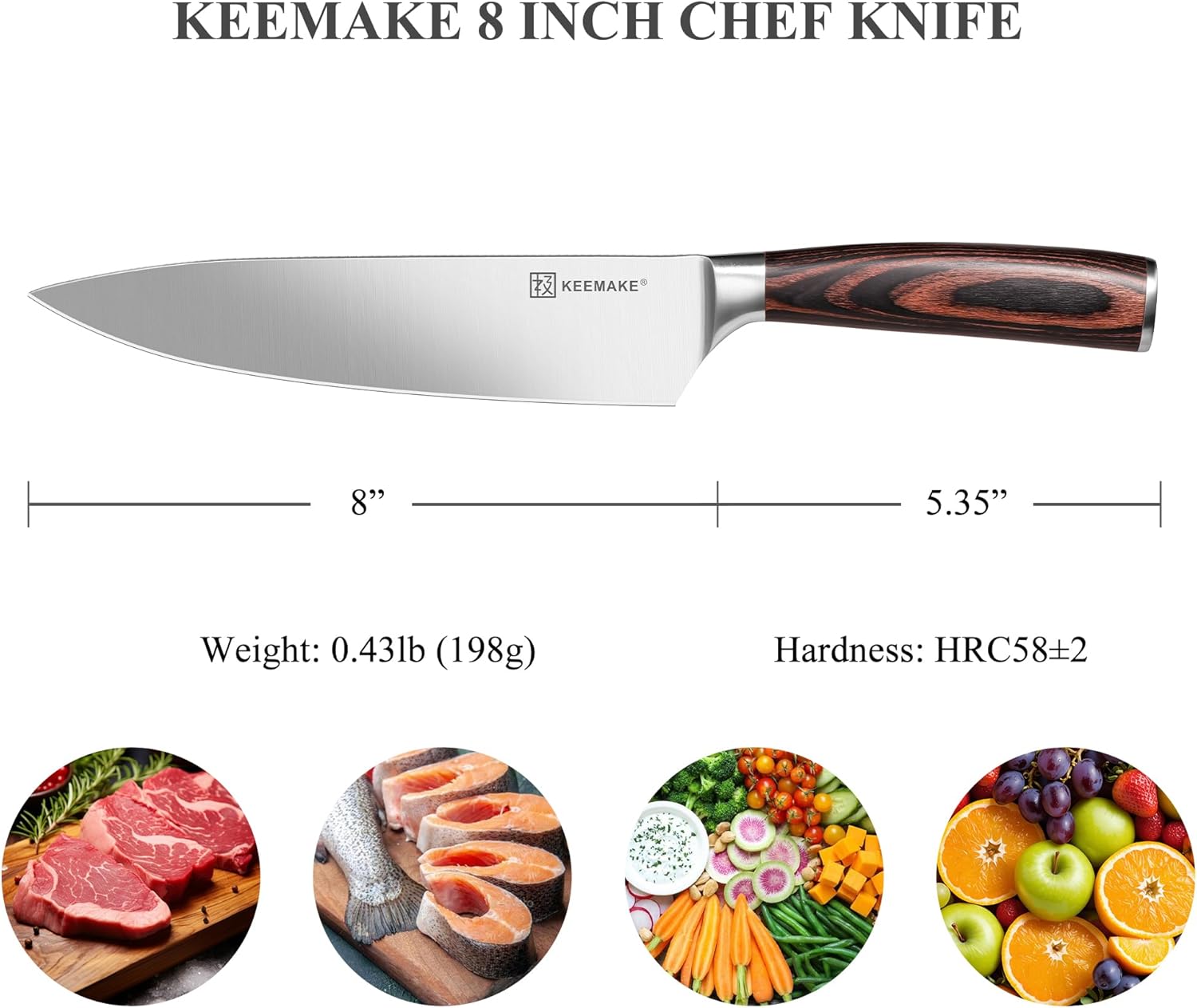 Thumbnail 1 de KEEMAKE Kochmesser 20cm Scharfes Kochmesser