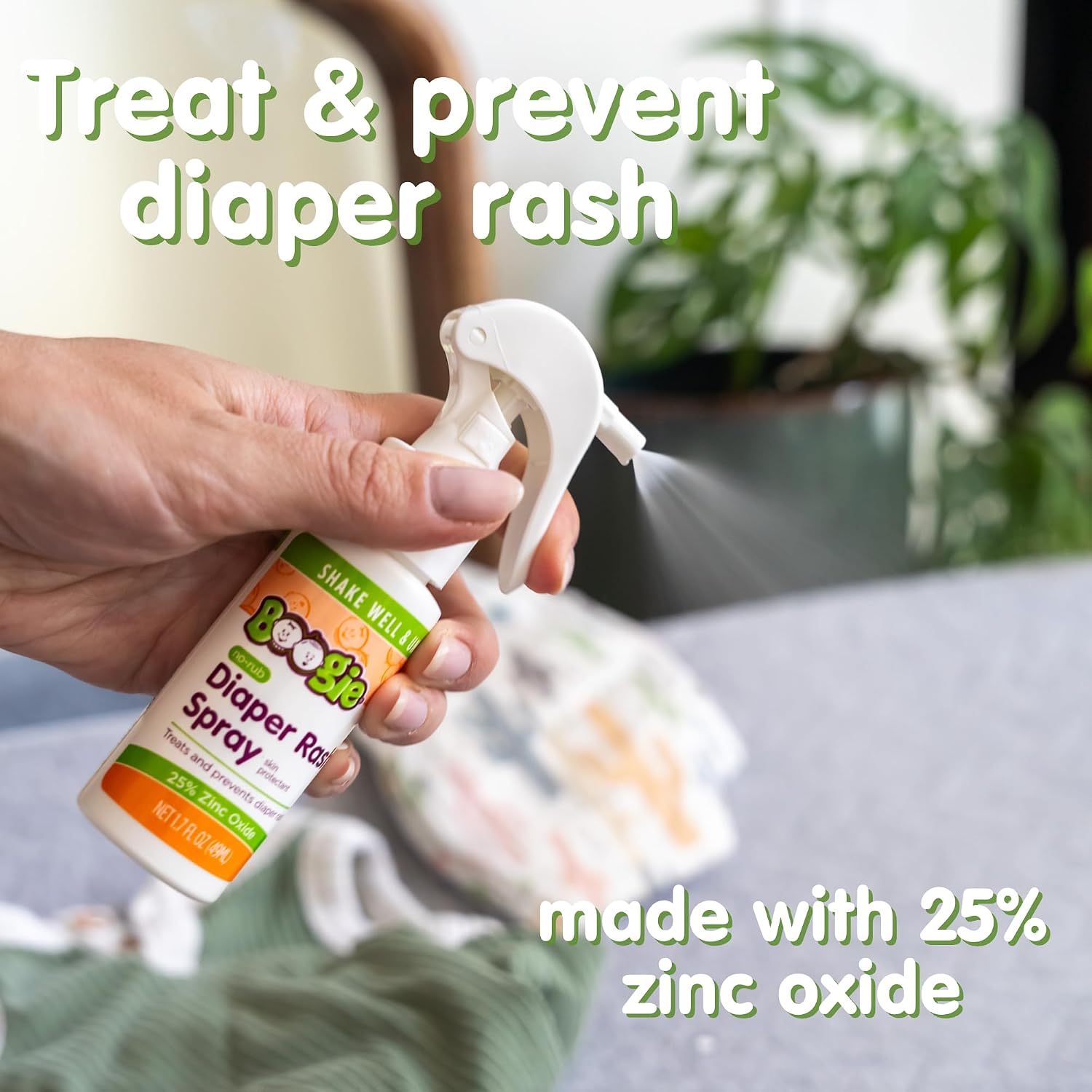 Detalle de Boogie No-Rub Zinc Diaper Rash Cream Spray, 25% Zinc Oxide, 3-Pack