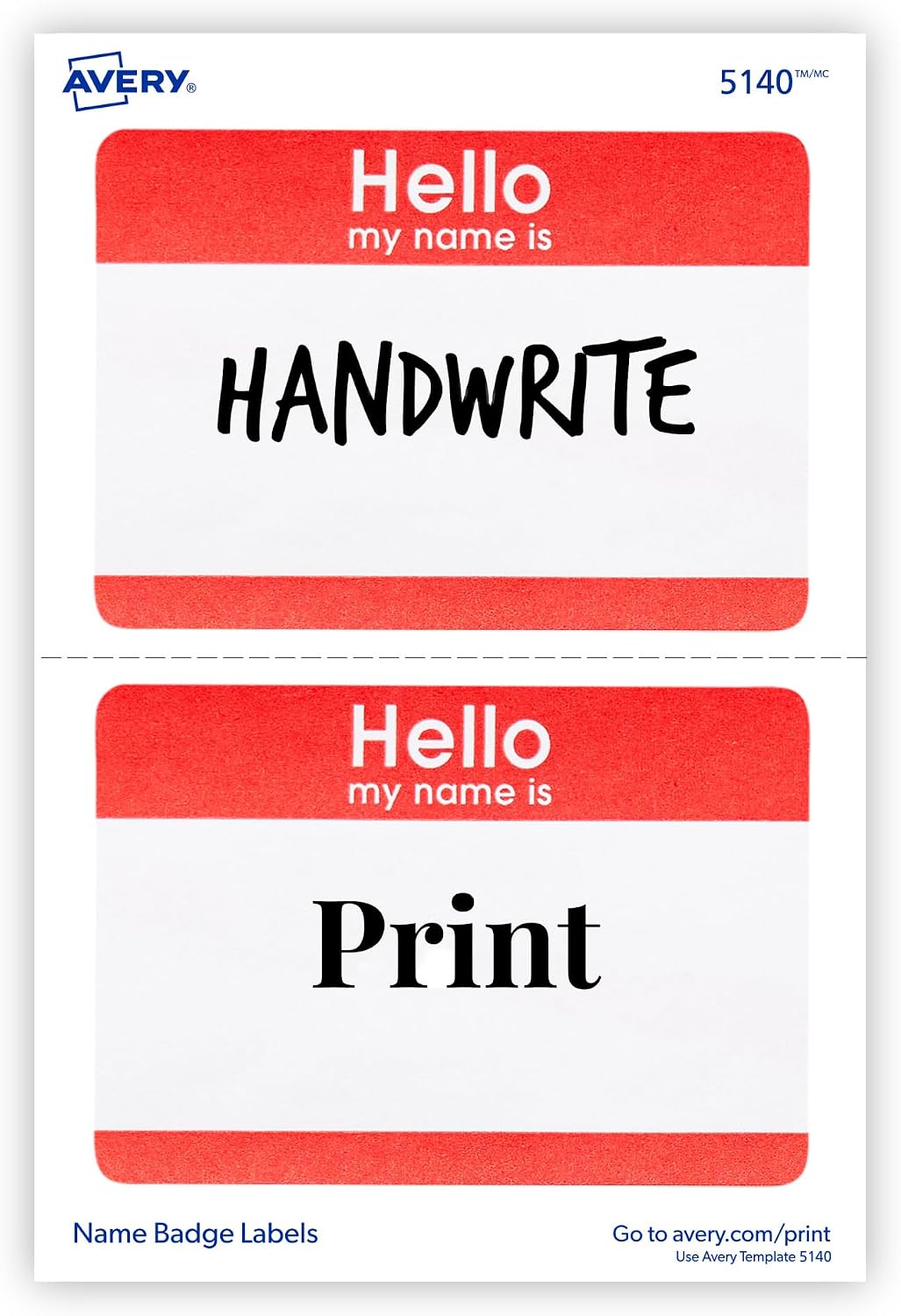Detalle de Avery 5140 Adhesive Name Badge Labels, 4" x 6" Sheets, Laser/Inkjet, 100 Count
