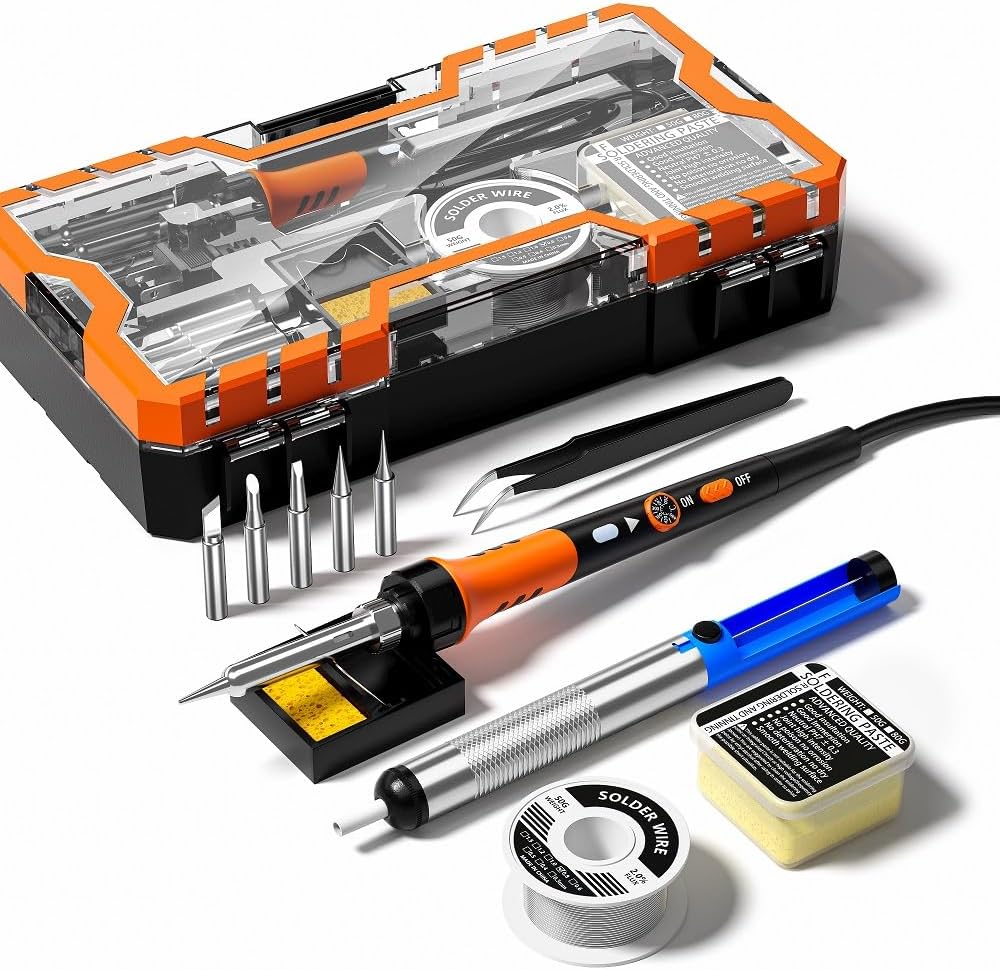 Detalle de MEAKEST 60W Soldering Iron Kit, 12-in-1 with Ceramic Heater and Adjustable Temperature