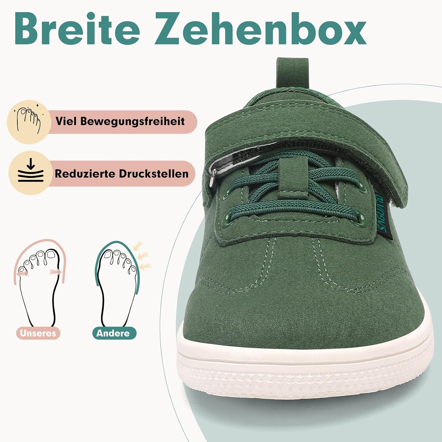 Thumbnail 2 de SAGUARO Barfußschuhe Kinder – Outdoor Sneaker mit breiter Zehenbox, Klettverschluss und Zero-Drop Sohle (Gr. 25–35)