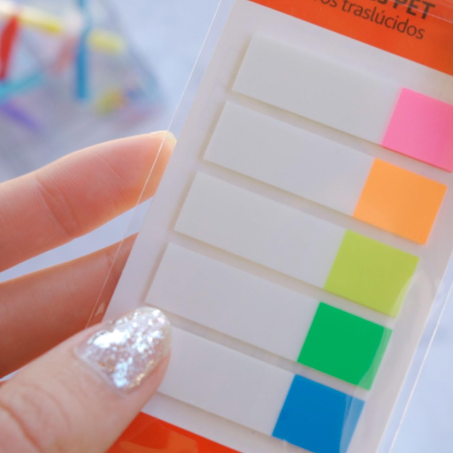Detalle de FIXO Fixo Notes – przezroczyste zakładki samoprzylepne 12 × 45 mm, 125 sztuk