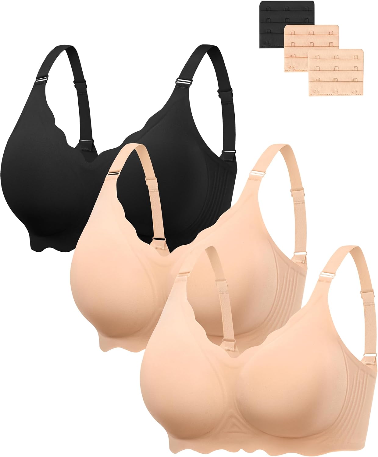 Detalle de Angelhood Jelly Bras, 3-Pack Seamless Wireless T-Shirt Bras