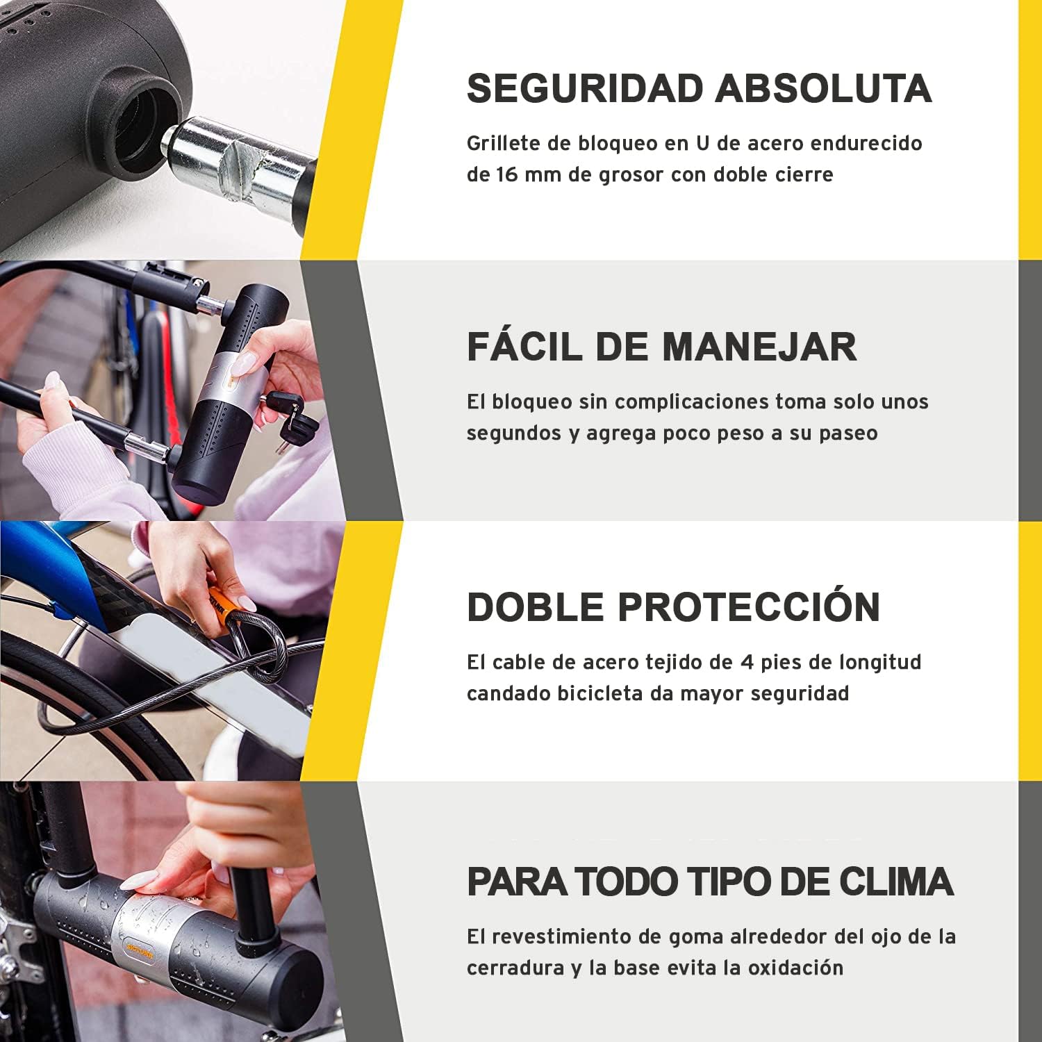 Detalle 2 de SIGTUNA Candado Bicicleta 1,2 m 🔒🚲📦📎📌📍📗📘📙📕📔