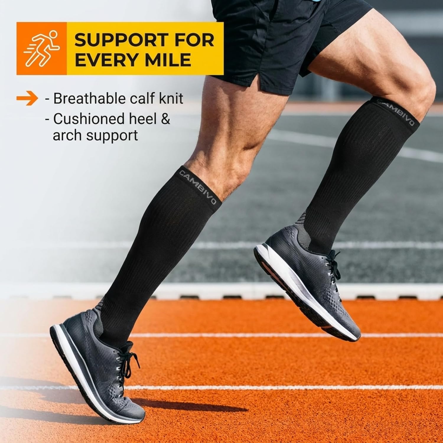 Thumbnail 6 de CAMBIVO 20-30 mmHg Graduated Compression Flight Socks (2 Pairs) for Men and Women