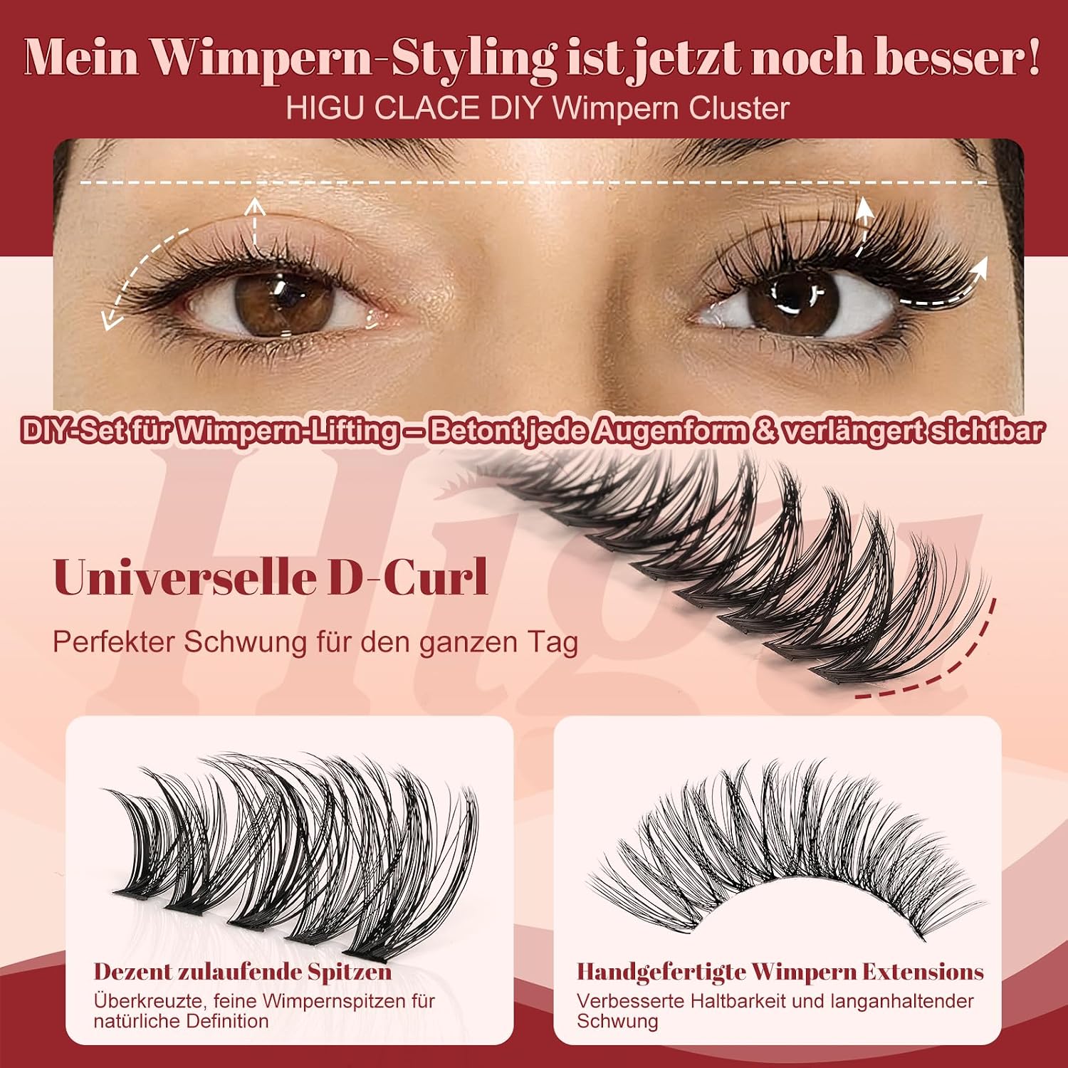Detalle 2 de Higu clace Wimpern-Extensions Set mit 580 Stück