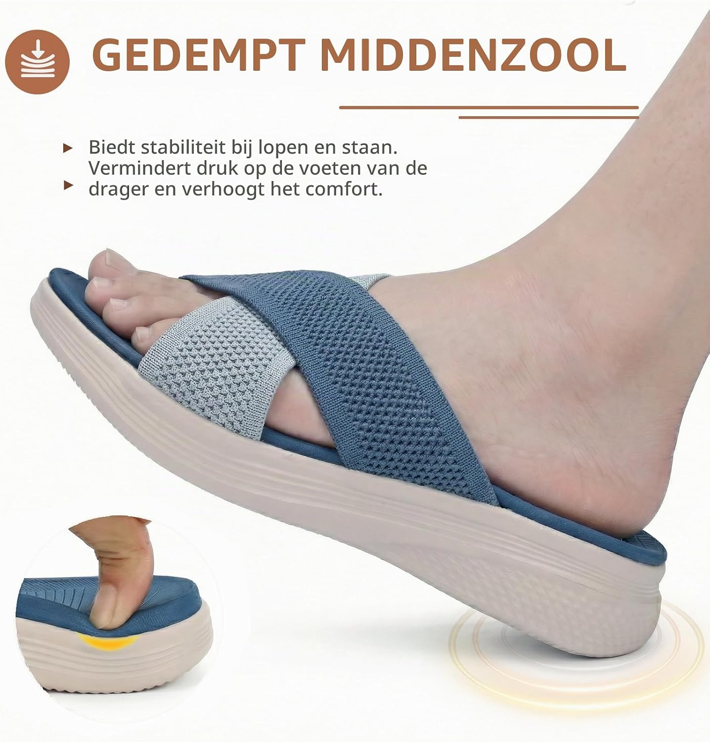 Detalle de Uwowd orthopedische damessandalen maat 36-42, instapmodel met open teen