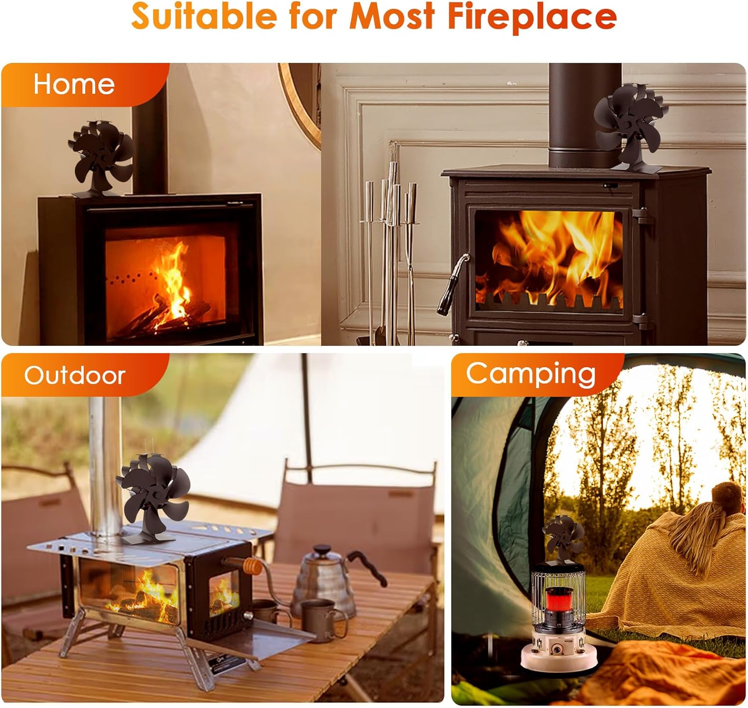 Thumbnail 3 de JossaColar 6-Blade Log Burner Fan for Wood Stoves