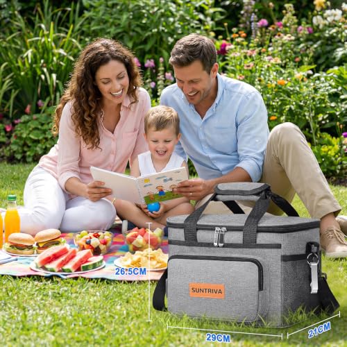 Thumbnail 8 de SUNTRIVA Borsa Termica Porta Pranzo 15L con Tracolla – Impermeabile, Grigio