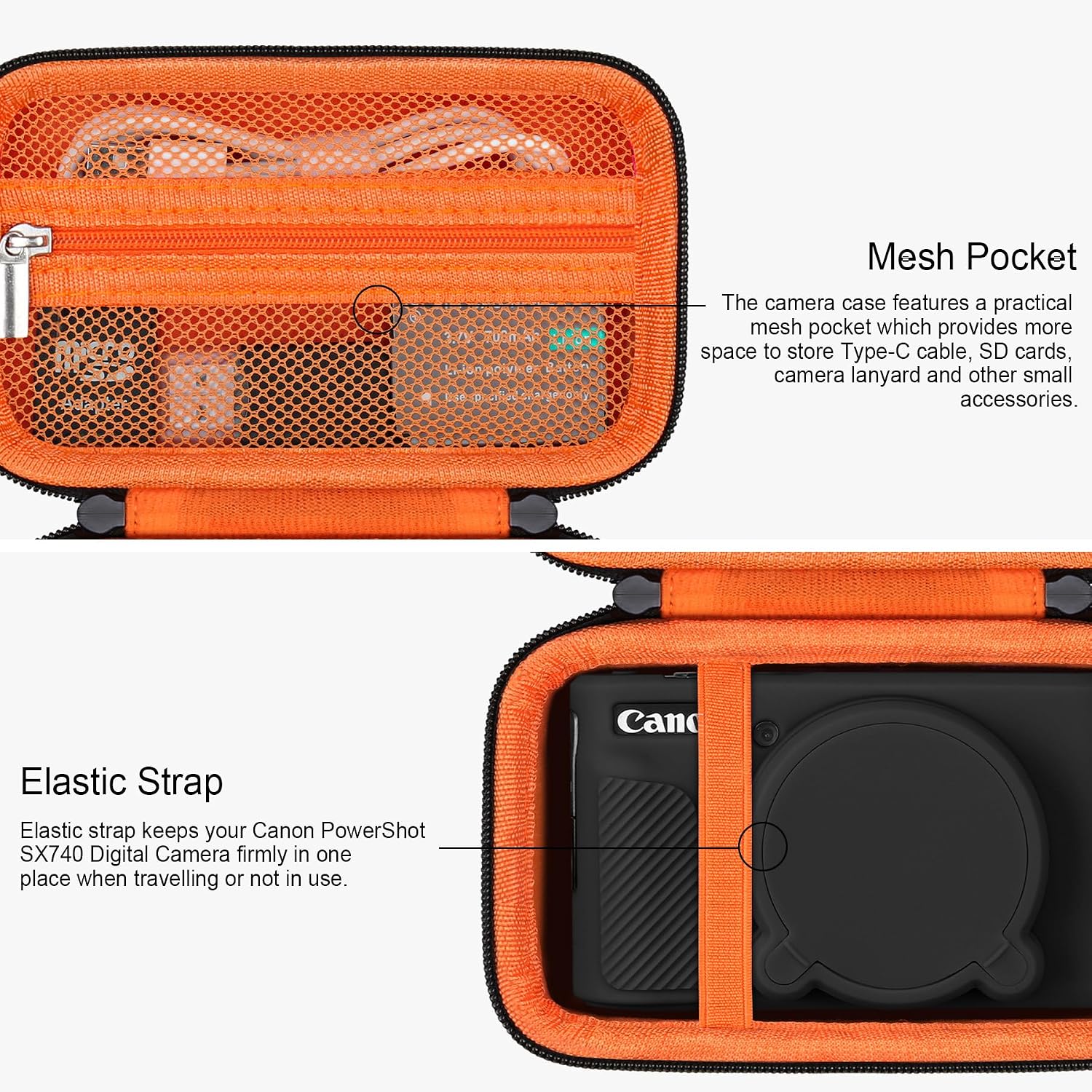Thumbnail 3 de RAIALL Camera Case for Canon PowerShot SX740/SX730 HS with Silicone Cover – Hard Case + Protective Sleeve