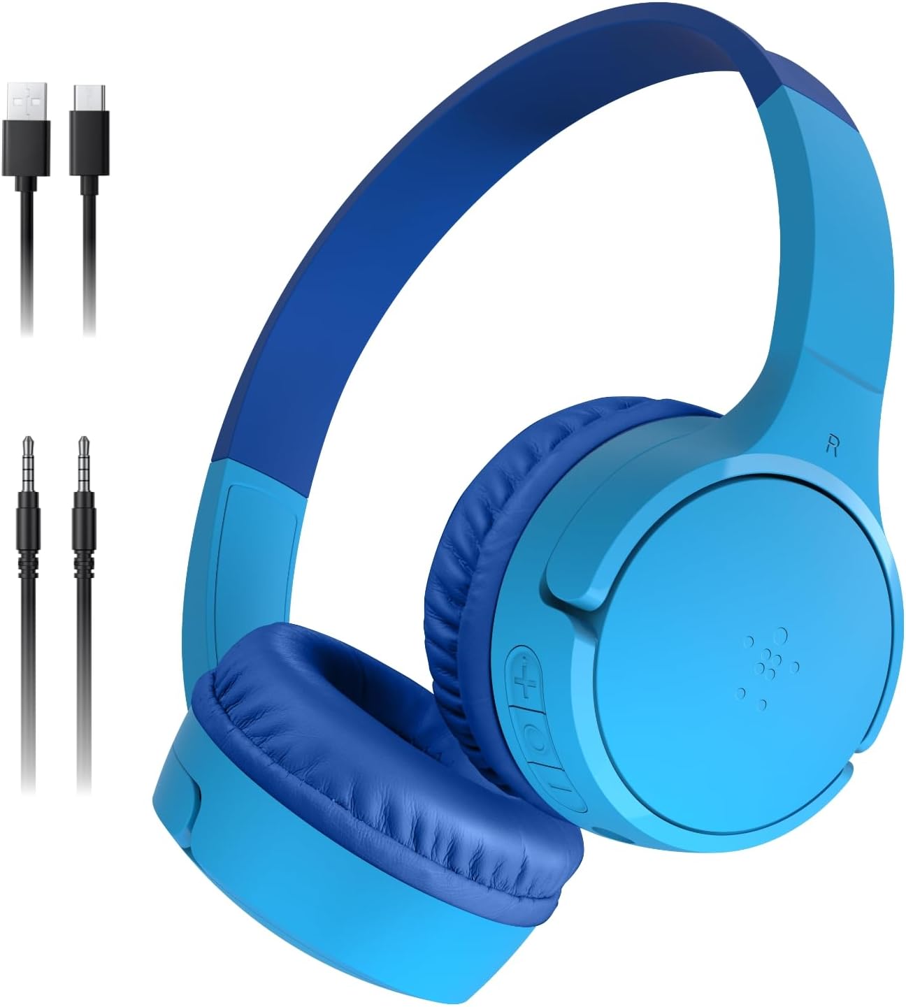 Detalle de Belkin SoundForm Mini Kids Wireless Bluetooth Headphones (30H Battery, 85dB Safe Volume) with Mic, Blue