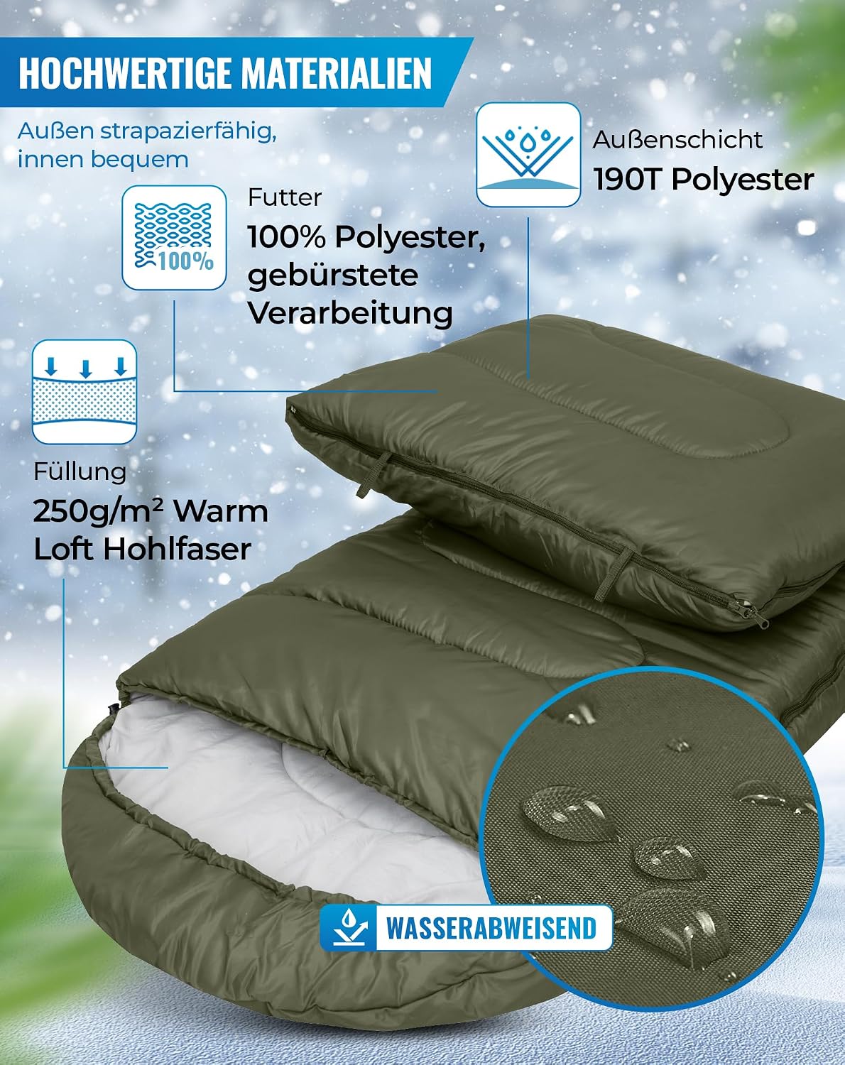 Thumbnail 4 de KingCamp Schlafsack XL, warm bei Kälte