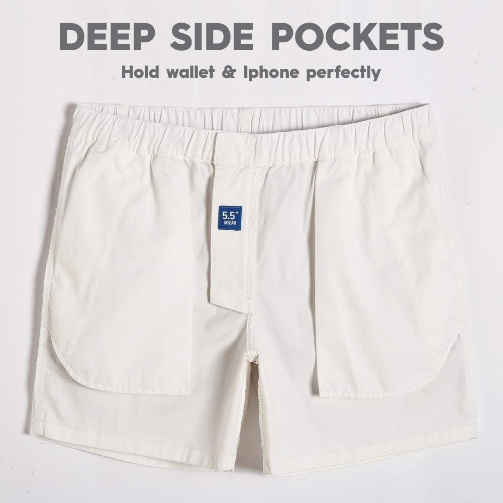 Detalle de Maamgic Men's Classic-fit 5.5" Cotton Casual Shorts with Elastic Waistband