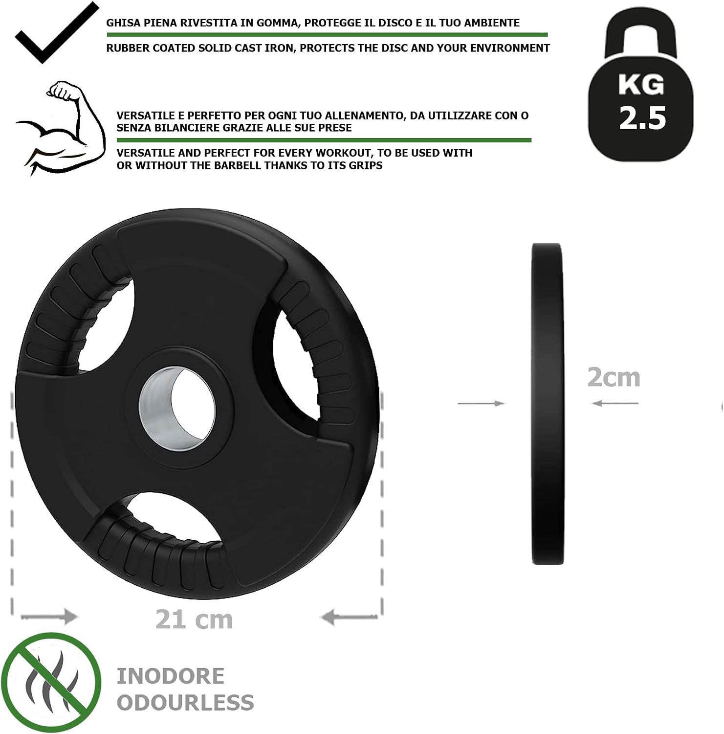 Detalle 2 de G5 HT SPORT gumowany talerz olimpijski Ø50 mm z rdzeniem stalowym