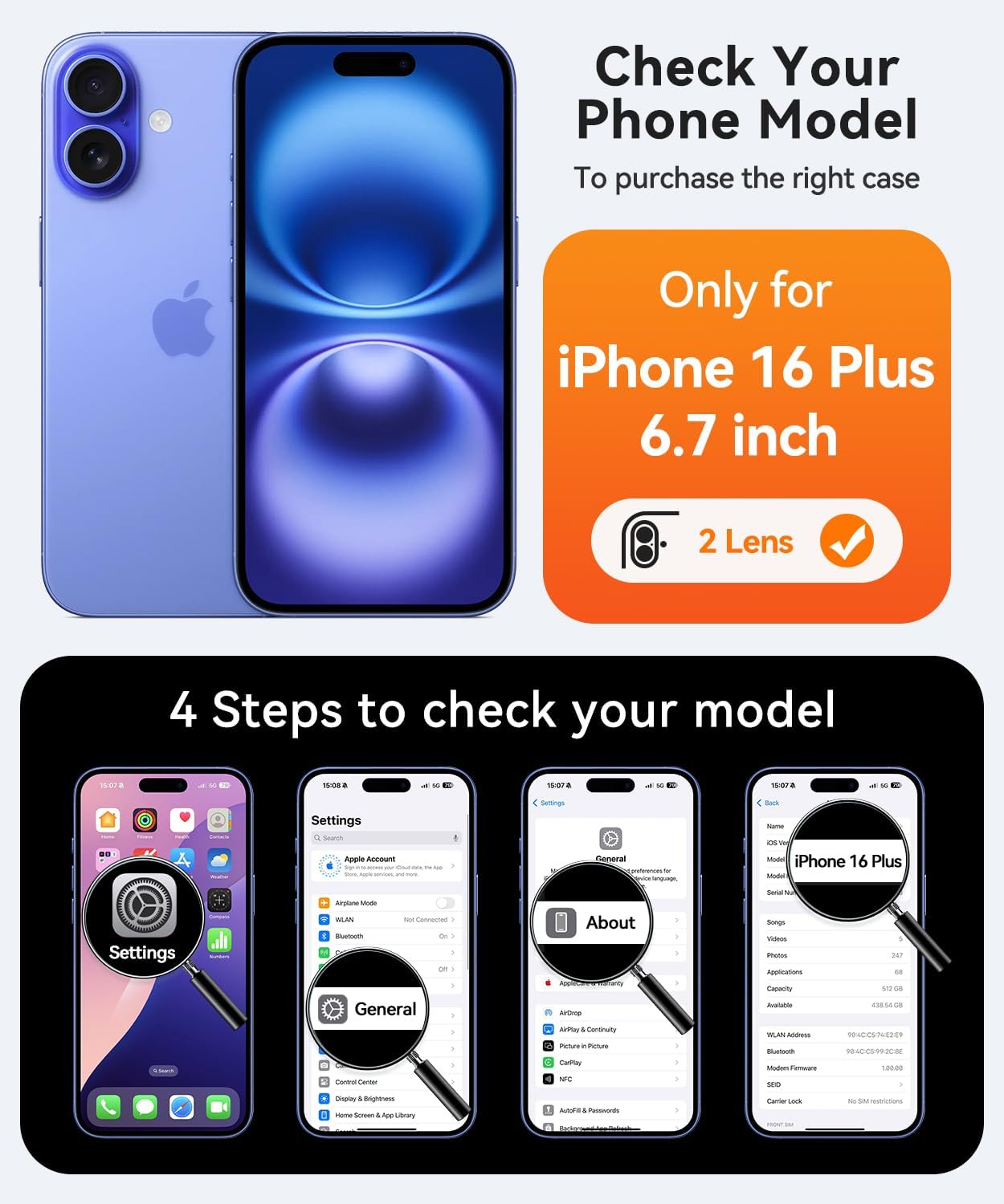Detalle 2 de CANSHN Magnetic iPhone 16 Plus Case 6.7