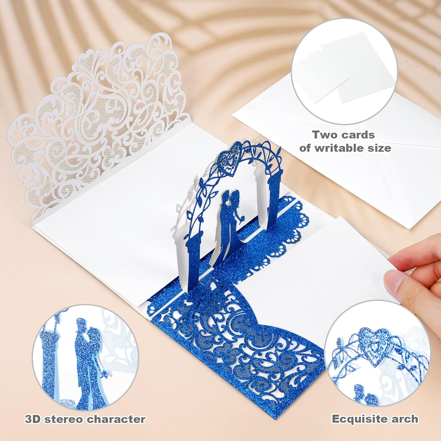 Detalle 2 de Vicloon Tarjeta de Felicitación Boda pop‑up Azul Real 💌