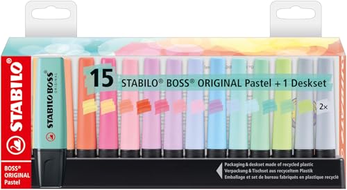 Detalle 2 de STABILO BOSS ORIGINAL Pastel – Set bureau x15 surligneurs pastel