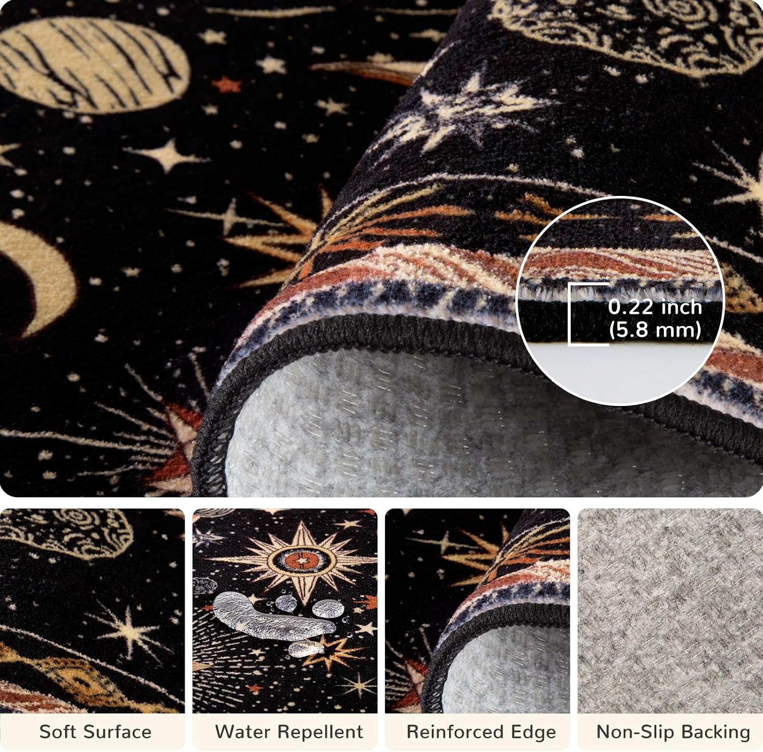 Detalle de meejou celestialeye 8' x 10' Washable Area Rug, Sun and Moon Pattern