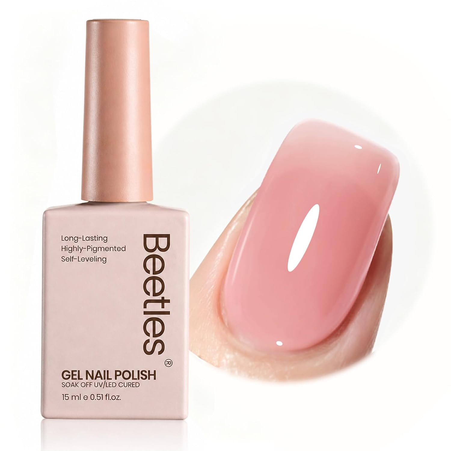 Detalle de Beetles UV-Gel Nagellack Nude Cremebraun, 15 ml (LED/UV-Lampe erforderlich) – Gel-Nagellack für DIY & Heimmaniküre