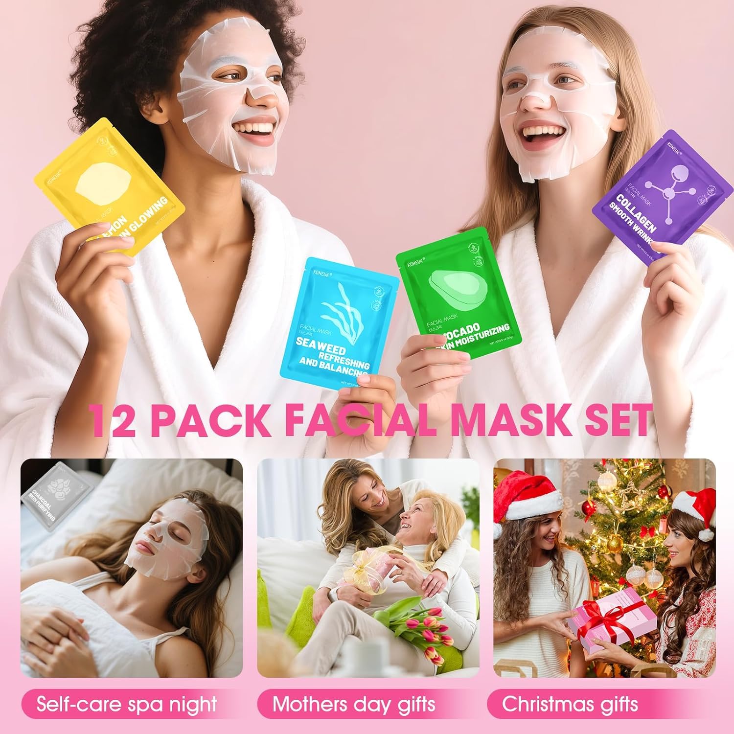 Detalle de KONEUK 12-Pack Collagen Hydrating Sheet Face Masks Set (All Skin Types)