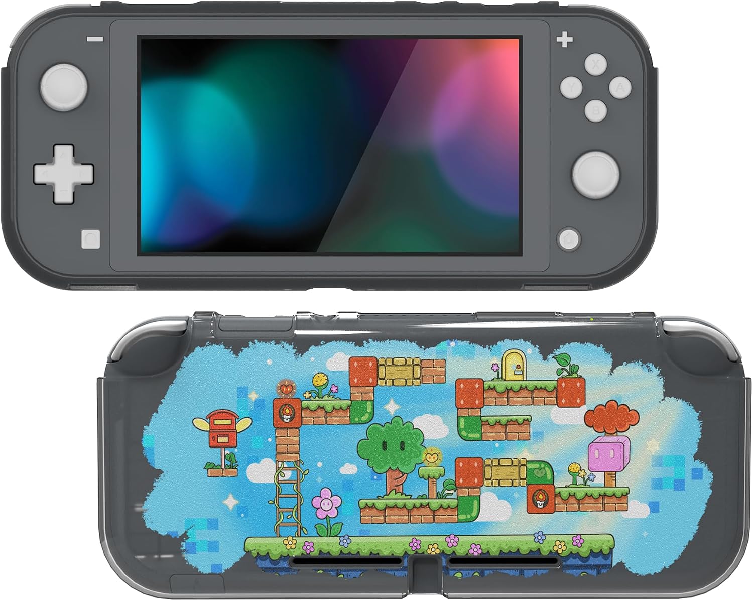 Detalle de PlayVital Custom Protective Case for Nintendo Switch Lite — Slim TPU Cover (Blocks Adventure)