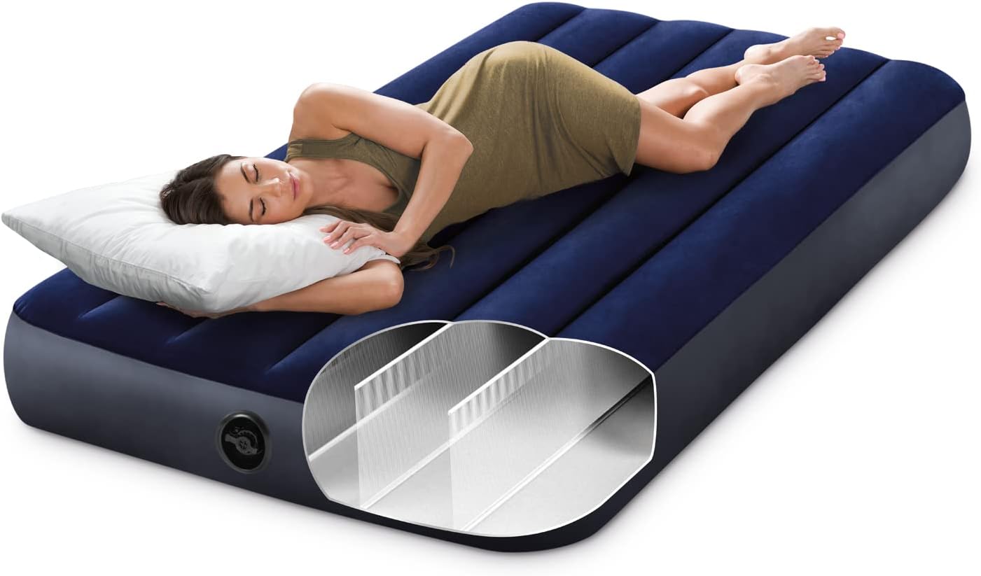 Detalle de Intex 64757E Dura-Beam Standard Downy Air Mattress: Twin, 10in, 300lb Capacity
