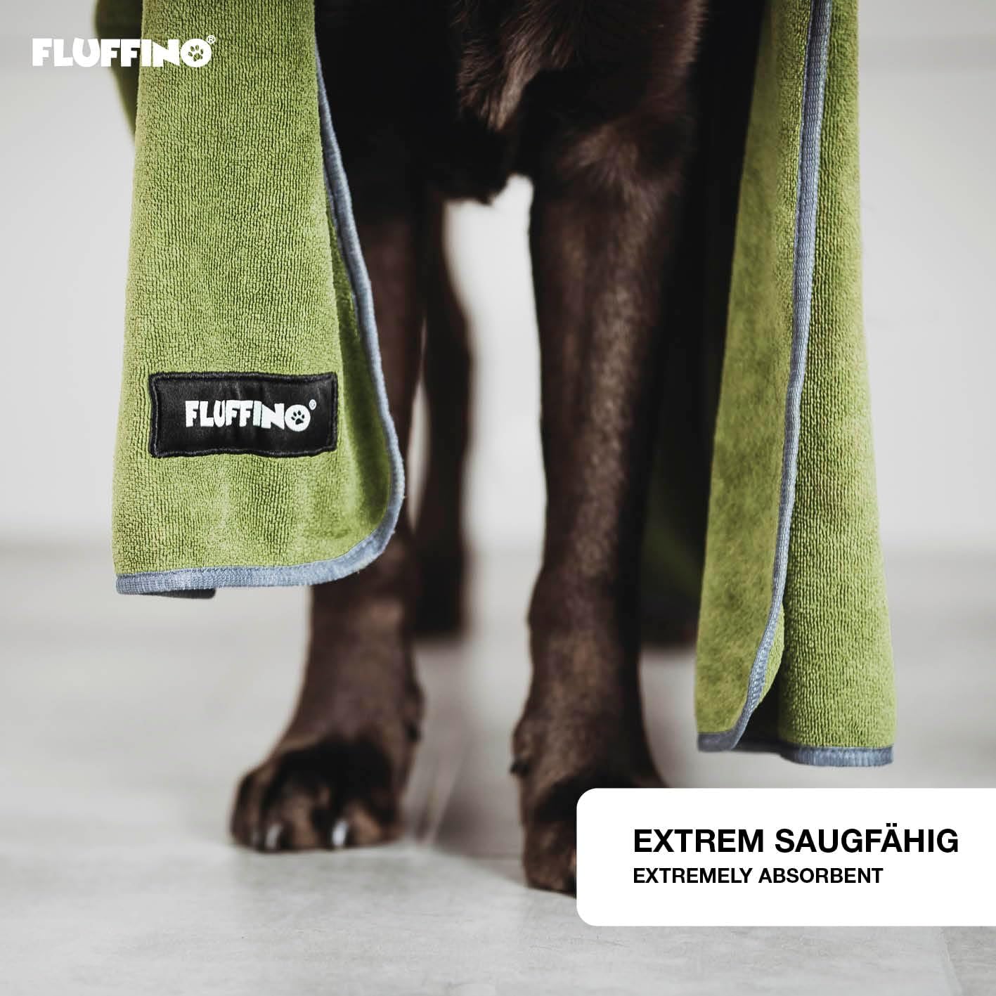 Detalle 2 de FLUFFINO Hundehandtuch 4er Set – extra saugfähig, weich und praktisch in zwei Größen