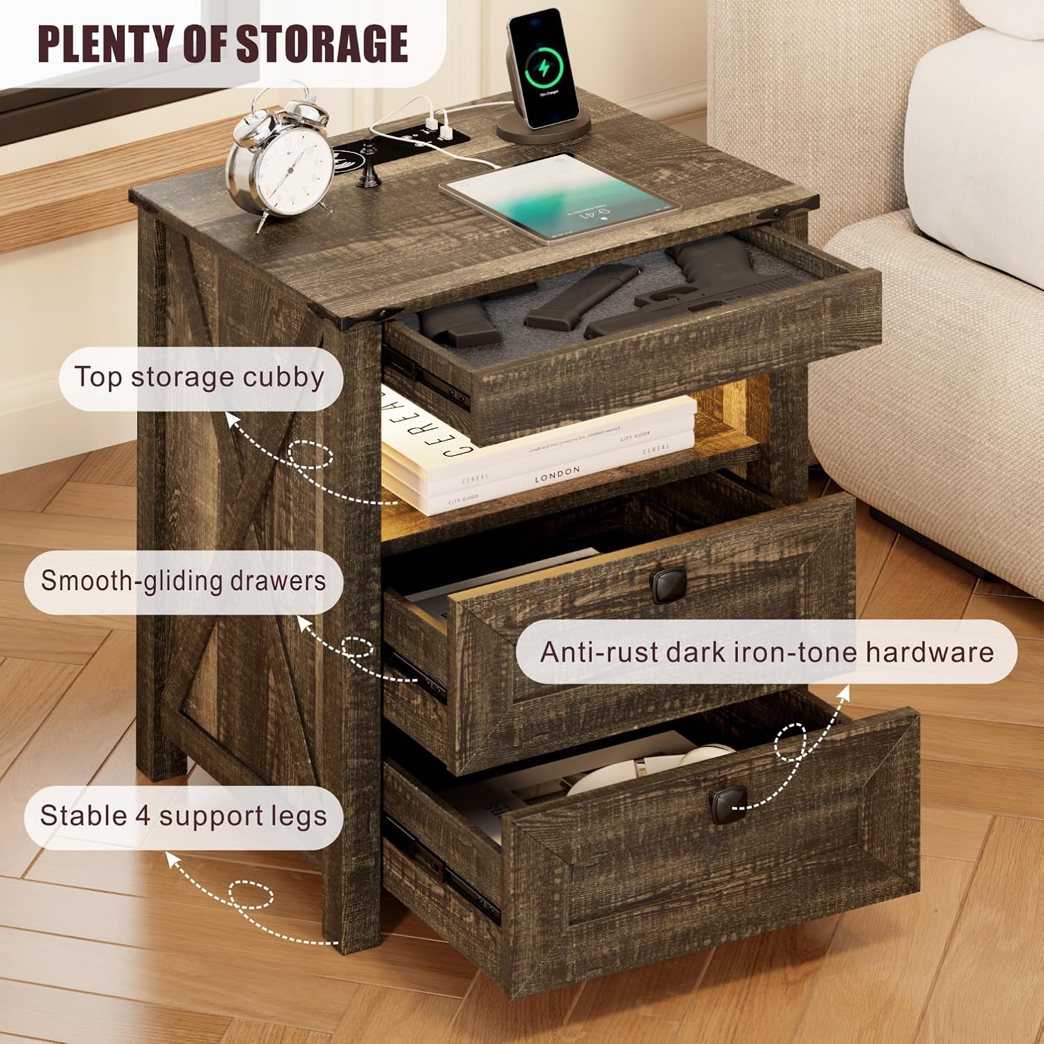 Detalle 2 de Farmhouse LED nightstand