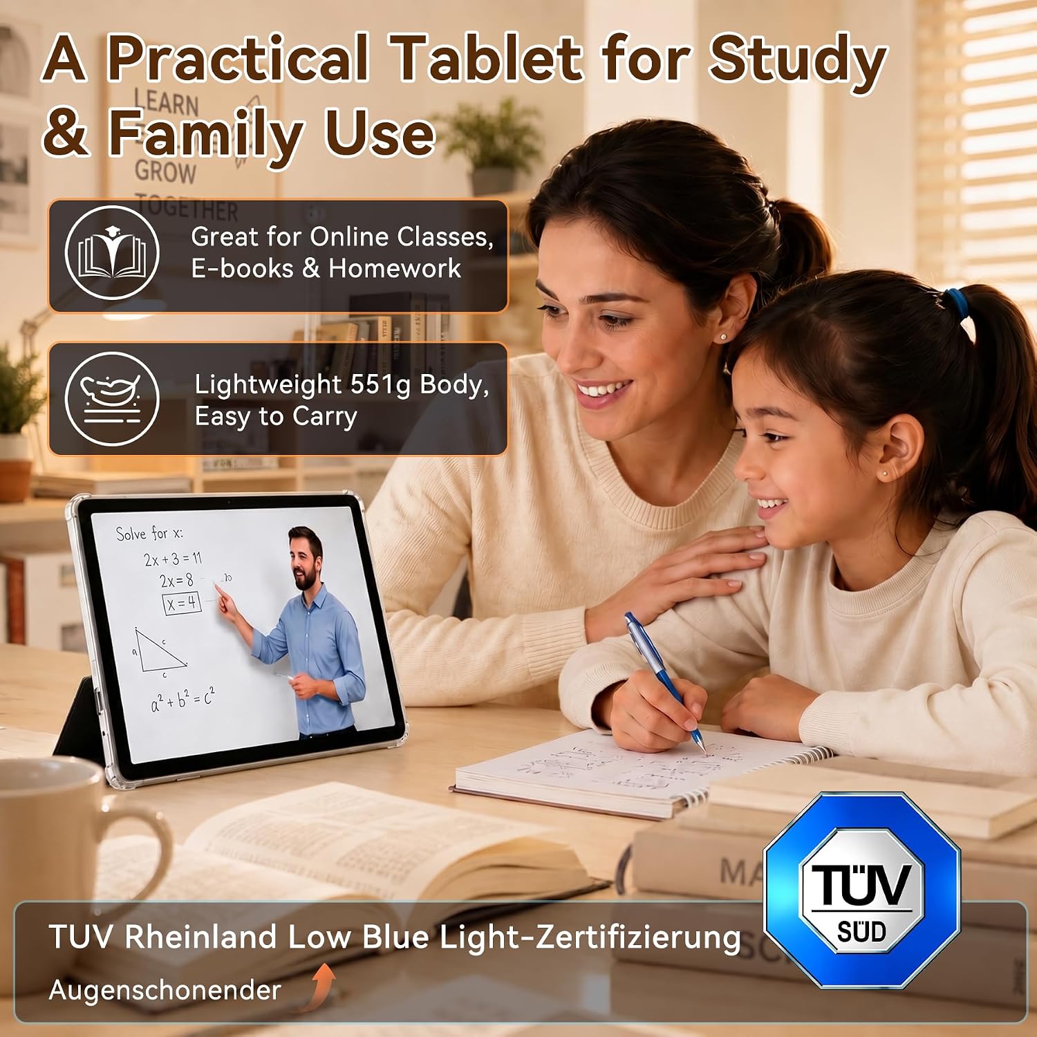 Detalle de VekfulPC Android 16 Tablet 11" with Keyboard, Pen & Case – 32GB RAM, 256GB Storage, 90Hz Display