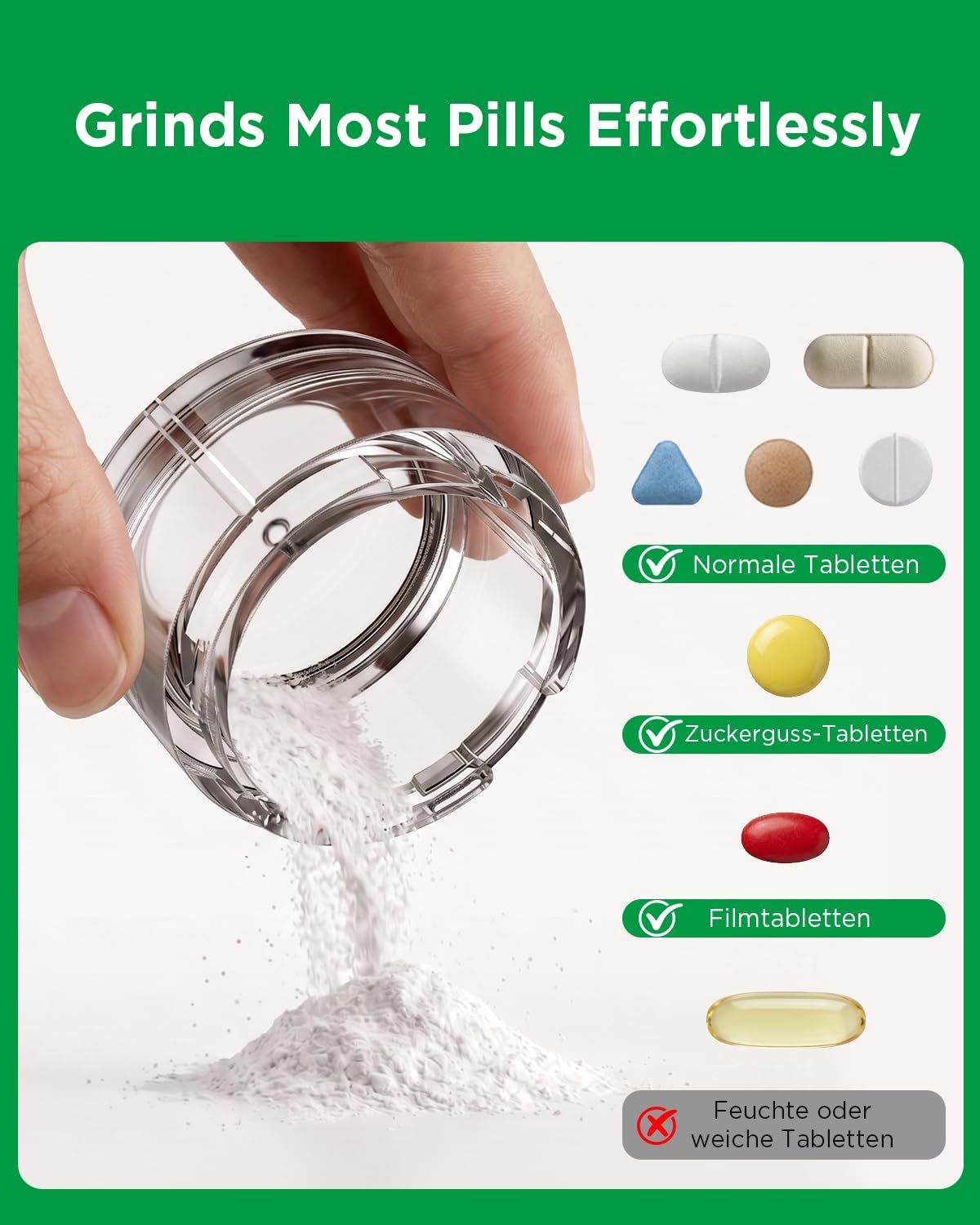 Detalle de GAONLY Ceramic Core Small Pill Crusher: Ultra-Fine Powder for Easier Swallowing (Blue)