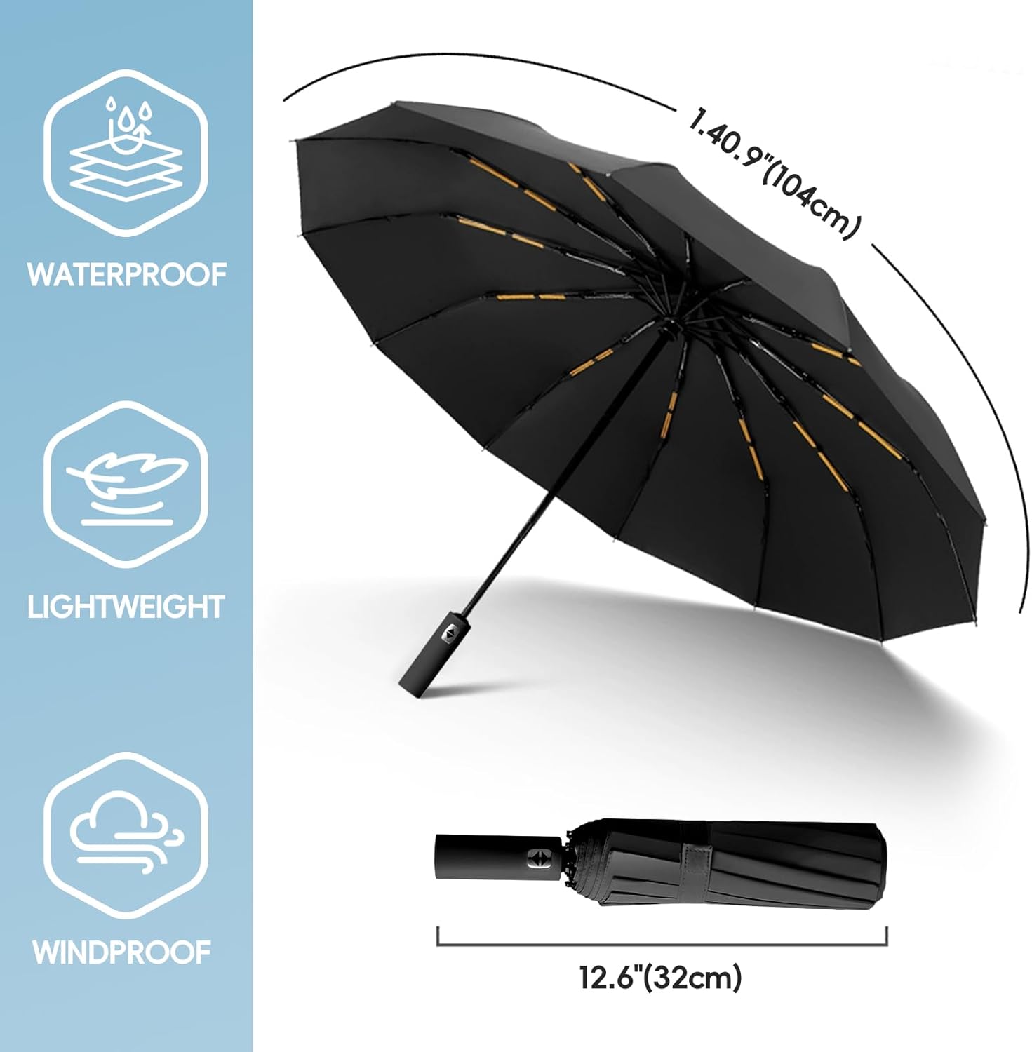 Thumbnail 4 de Lusibaka Windproof Strong Compact Folding Umbrella with UV Protection and 12 Fibres