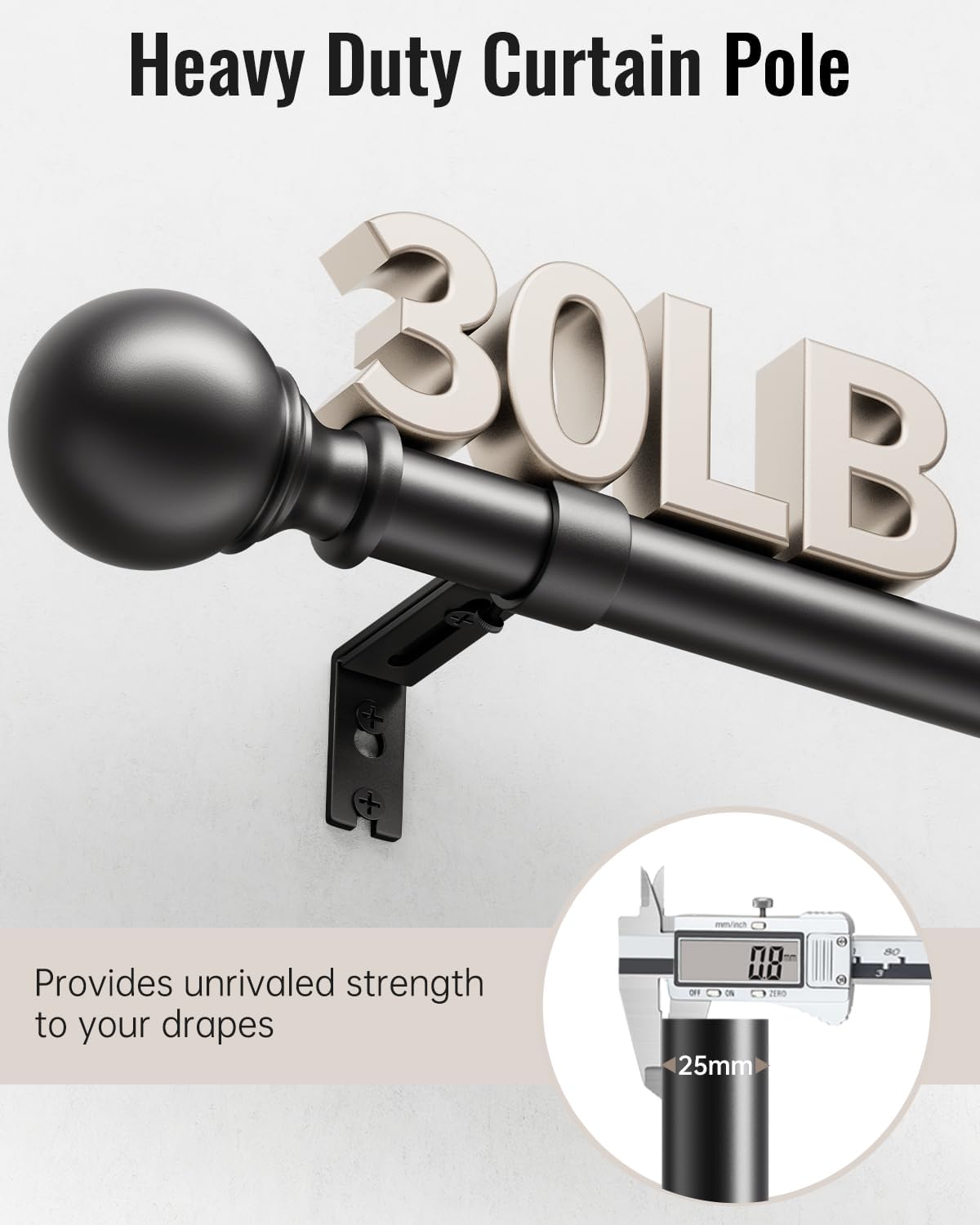 Thumbnail 6 de DEFYNEE Curtain Poles 80–305 cm Matt Black
