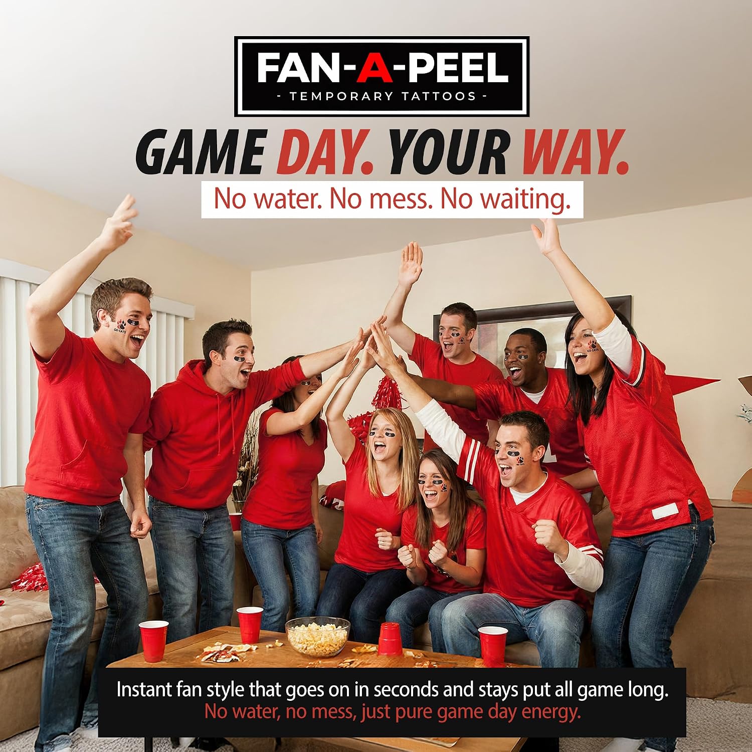 Detalle 2 de Fan-A-Peel Auburn Tigers Waterless Temporary Tattoo, Waterproof Peel-and-Stick