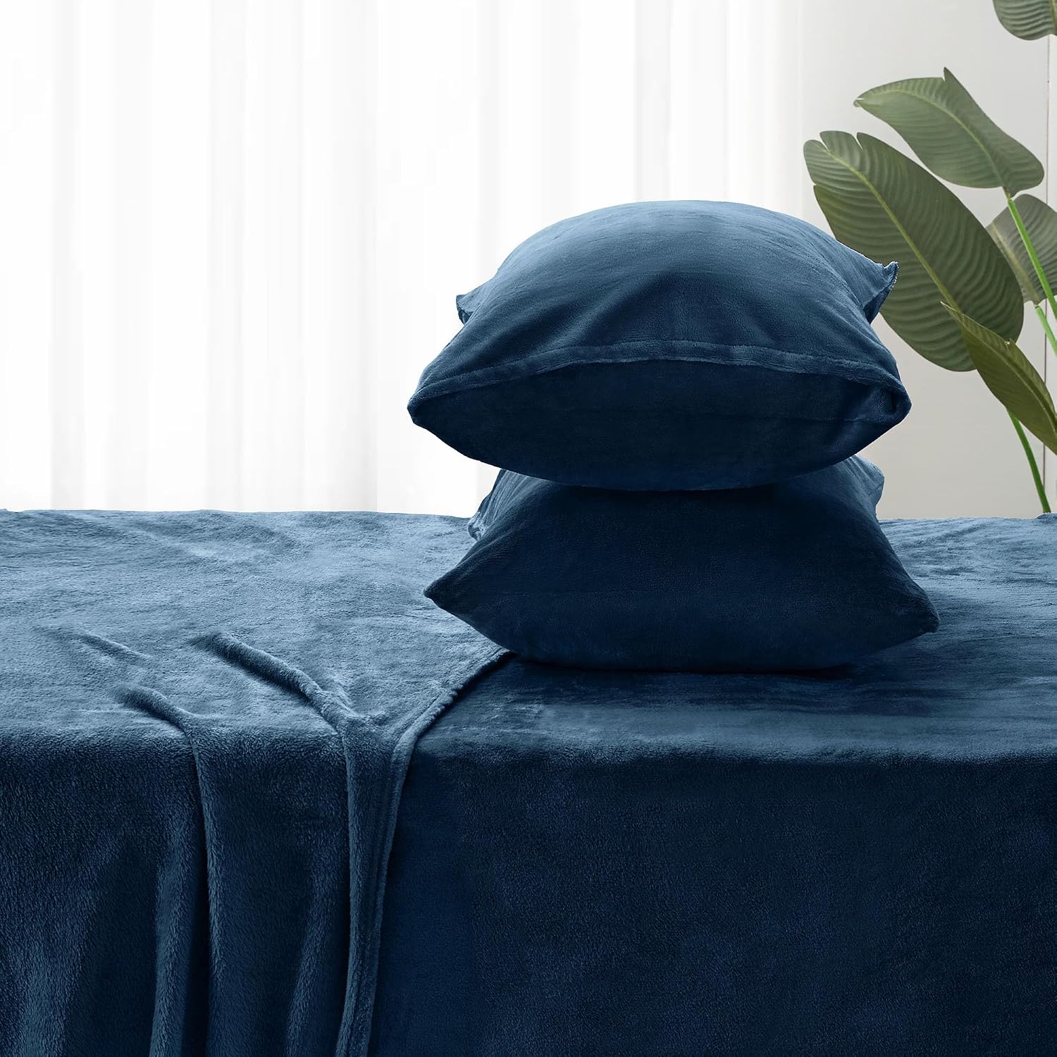 Thumbnail 6 de BEDELITE Full-Size Flannel Sheet Set, Navy Polyester Fleece, 16-Inch Pocket