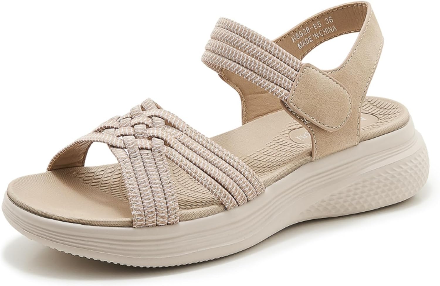 Detalle de SMajong Women's Flat Sandals with Arch Support and Elastic Strap