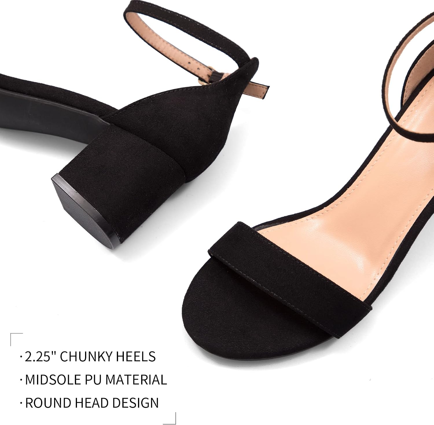 Detalle de mysoft Women’s Chunky Low Heels Open Toe Ankle Strap Block Heeled Sandals