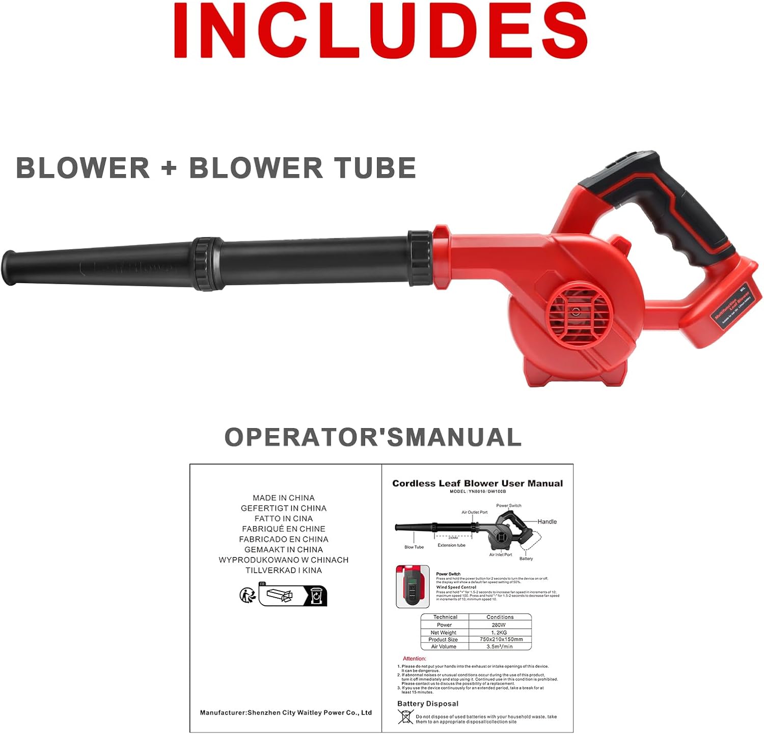 Thumbnail 6 de Powarobor YN-8081-ML Cordless Leaf Blower, 18V with Adjustable Speed