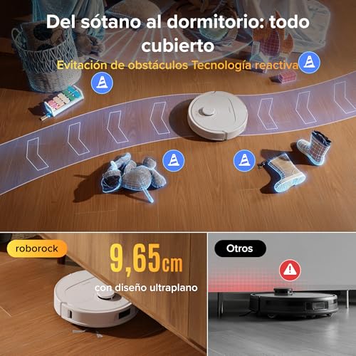 Detalle de Roborock Qrevo S Pro Set: robot aspirador con base todo en uno y fregado inteligente