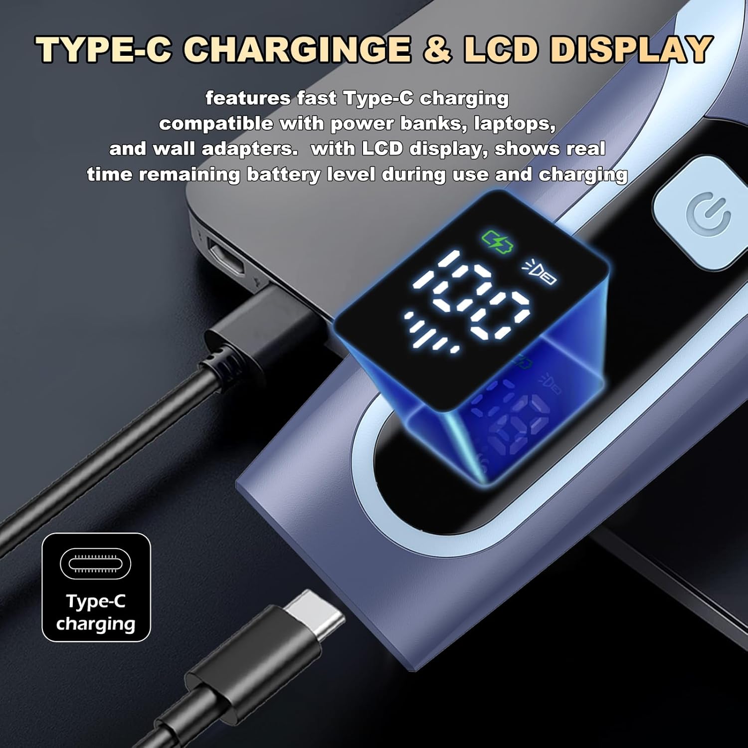 Detalle de Vacuum Beard Trimmer for Men with Ceramic Blades and USB-C Charging