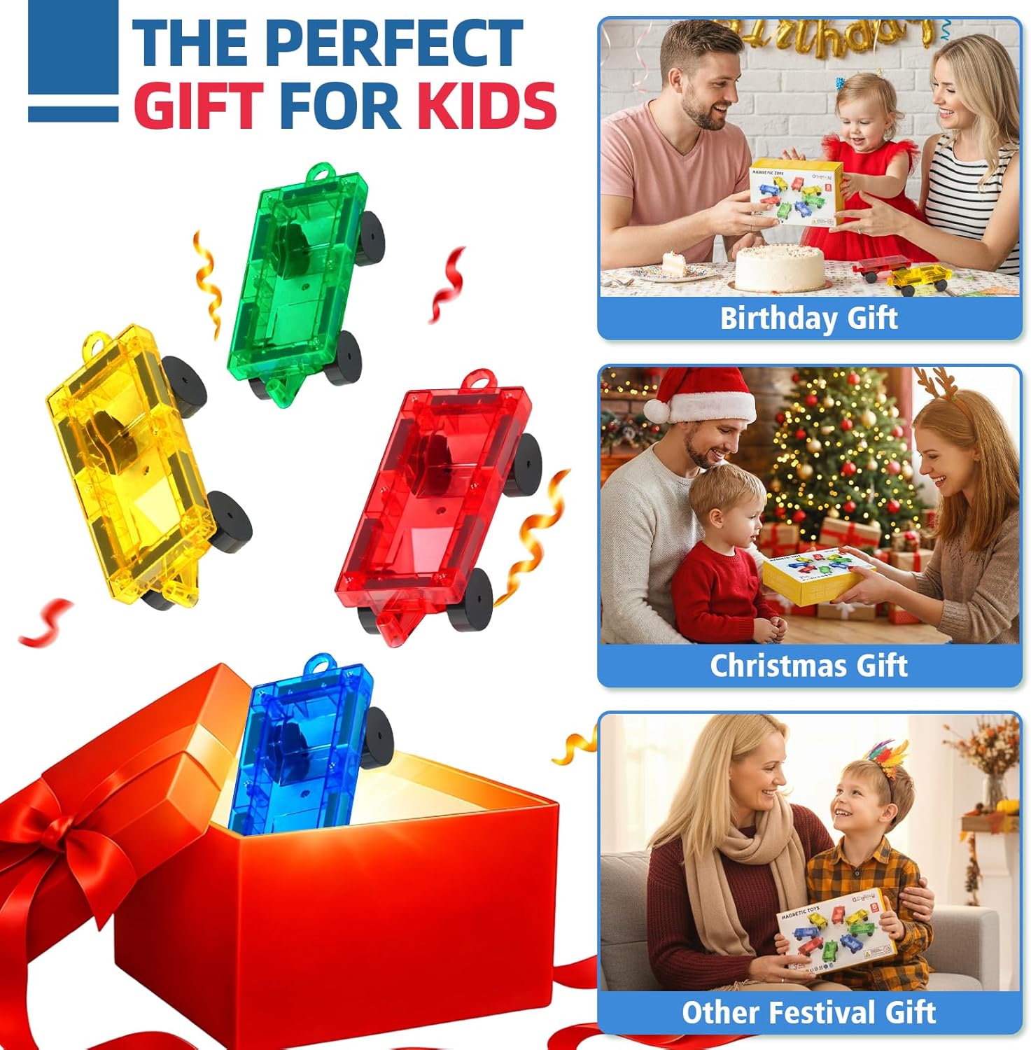Thumbnail 6 de Qltytoy 8PCS Magnetic Tiles Mini Cars Set — Portable STEM Play for Kids