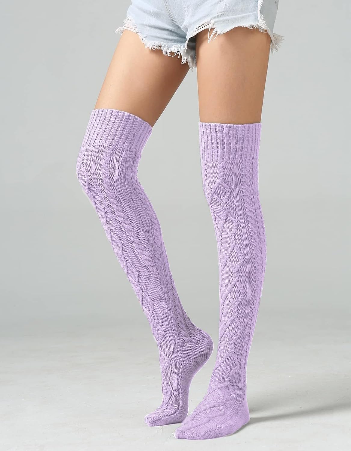 Detalle 2 de Leoparts Cable Knit Thigh High Socks for Women