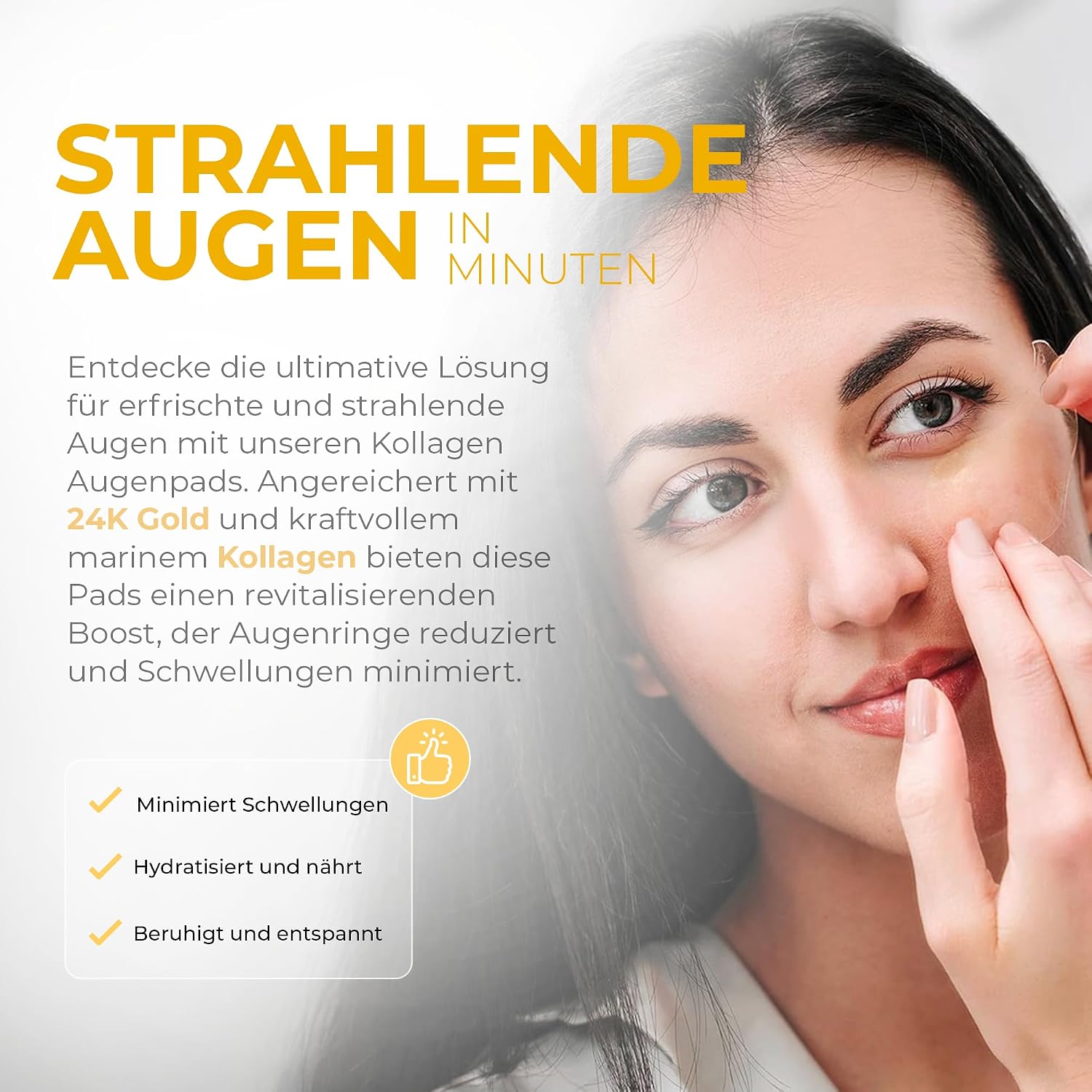 Detalle 2 de Victoria Beauty 60 Pads Kollagen Augenpads – 24K Gold, kühlend, anti-aging
