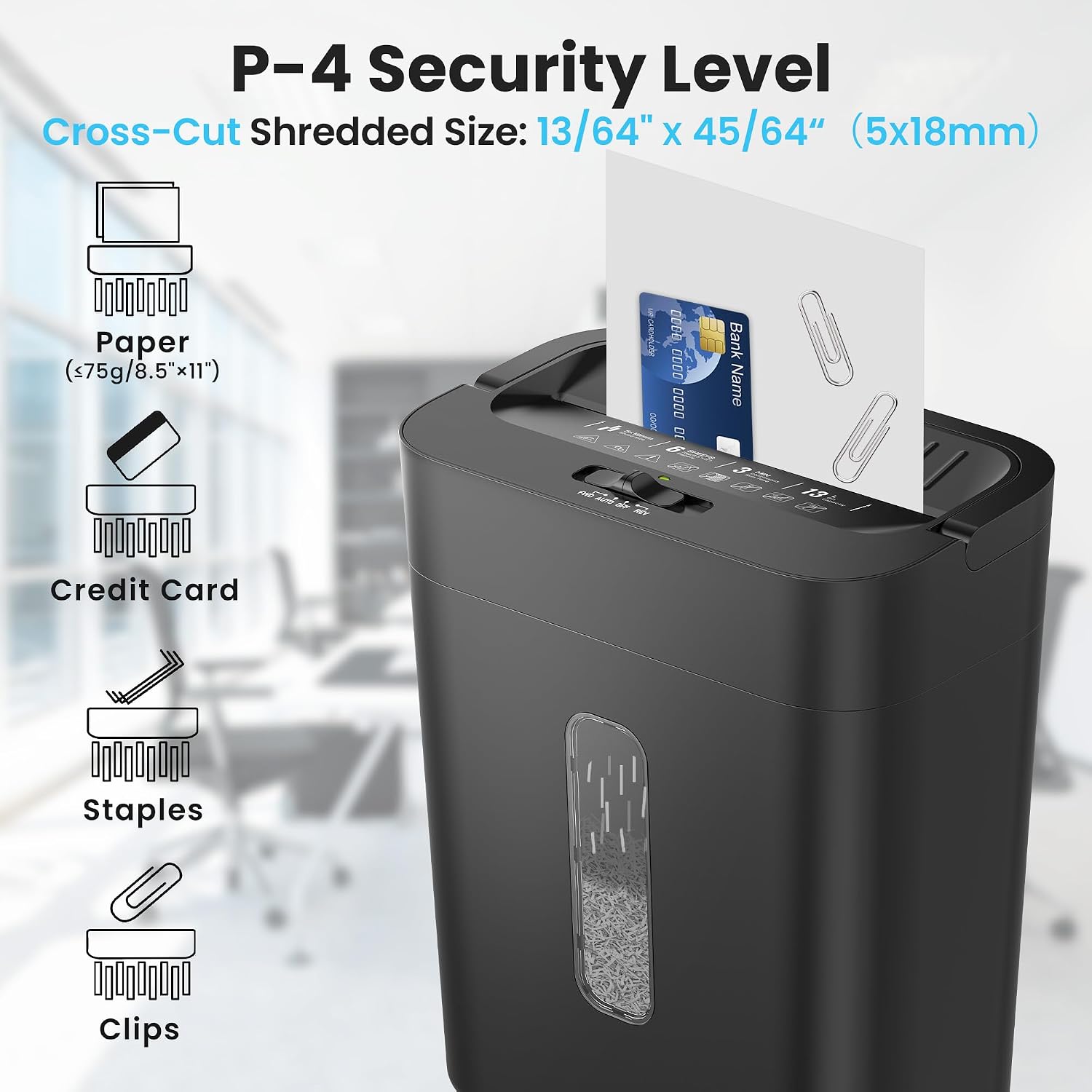 Detalle de Locksworth AZ1692VC 6-Sheet Cross-Cut Shredder, P-4, 3.43-Gallon Bin