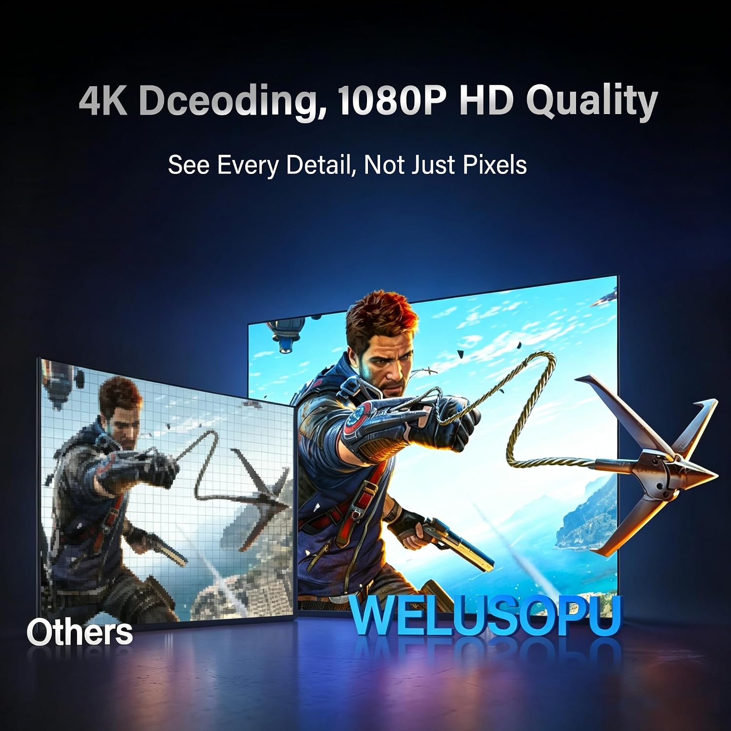 Detalle de WELUSOPU 2026 draadloze HDMI-zender en -ontvanger met 5,8 GHz en ledscherm