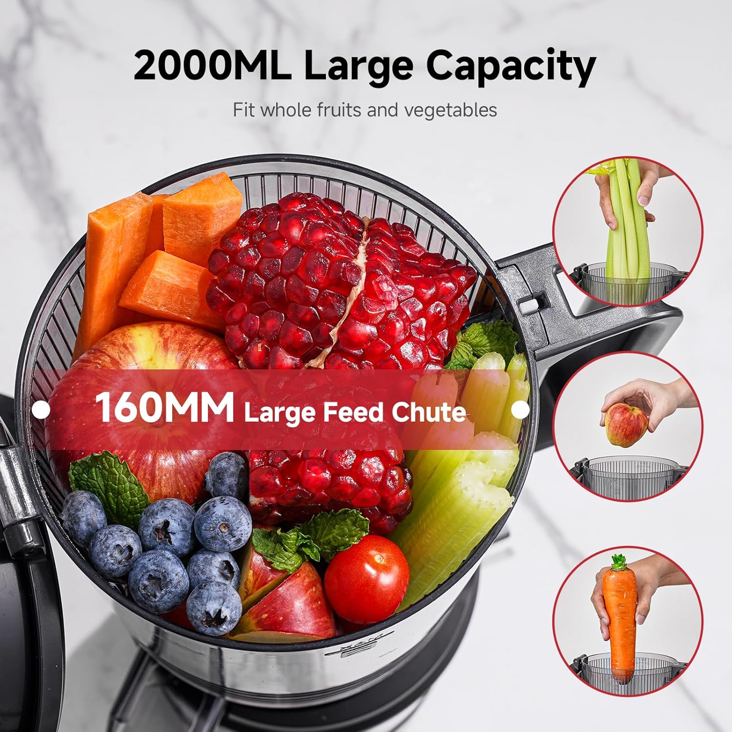 Detalle de AMZCHEF Slow Juicer 160mm 2L
