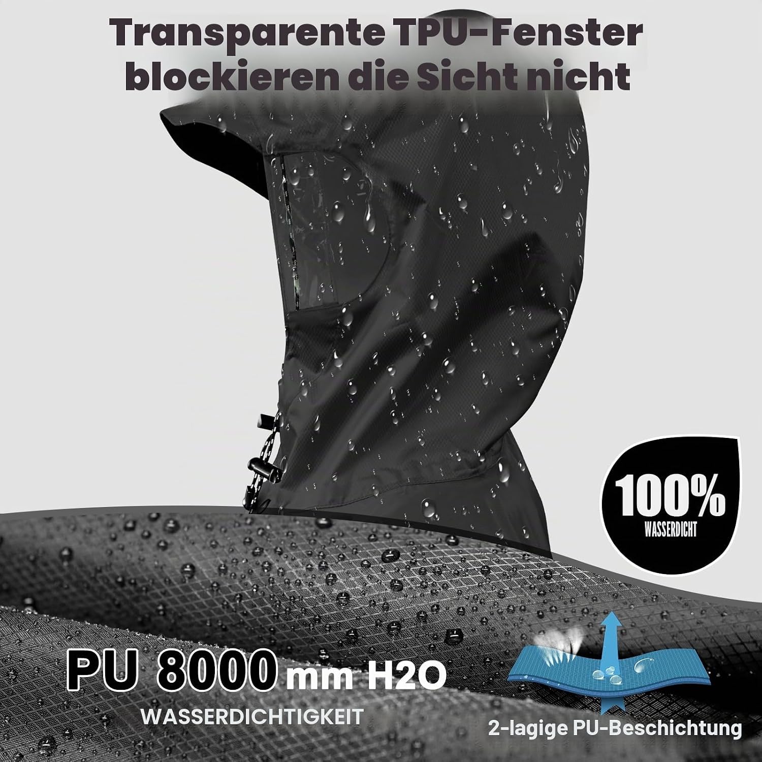 Detalle de Andake Regenponcho Wasserdicht Unisex – vielseitiger Regenschutz für Camping, Wandern und Alltag