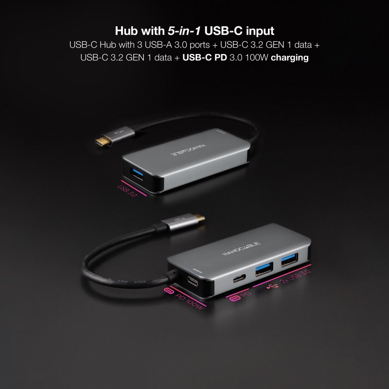 Thumbnail 1 de Nanocable Docking Hub 5 en 1 USB-C a USB 3.2/USB-C/USB-C PD